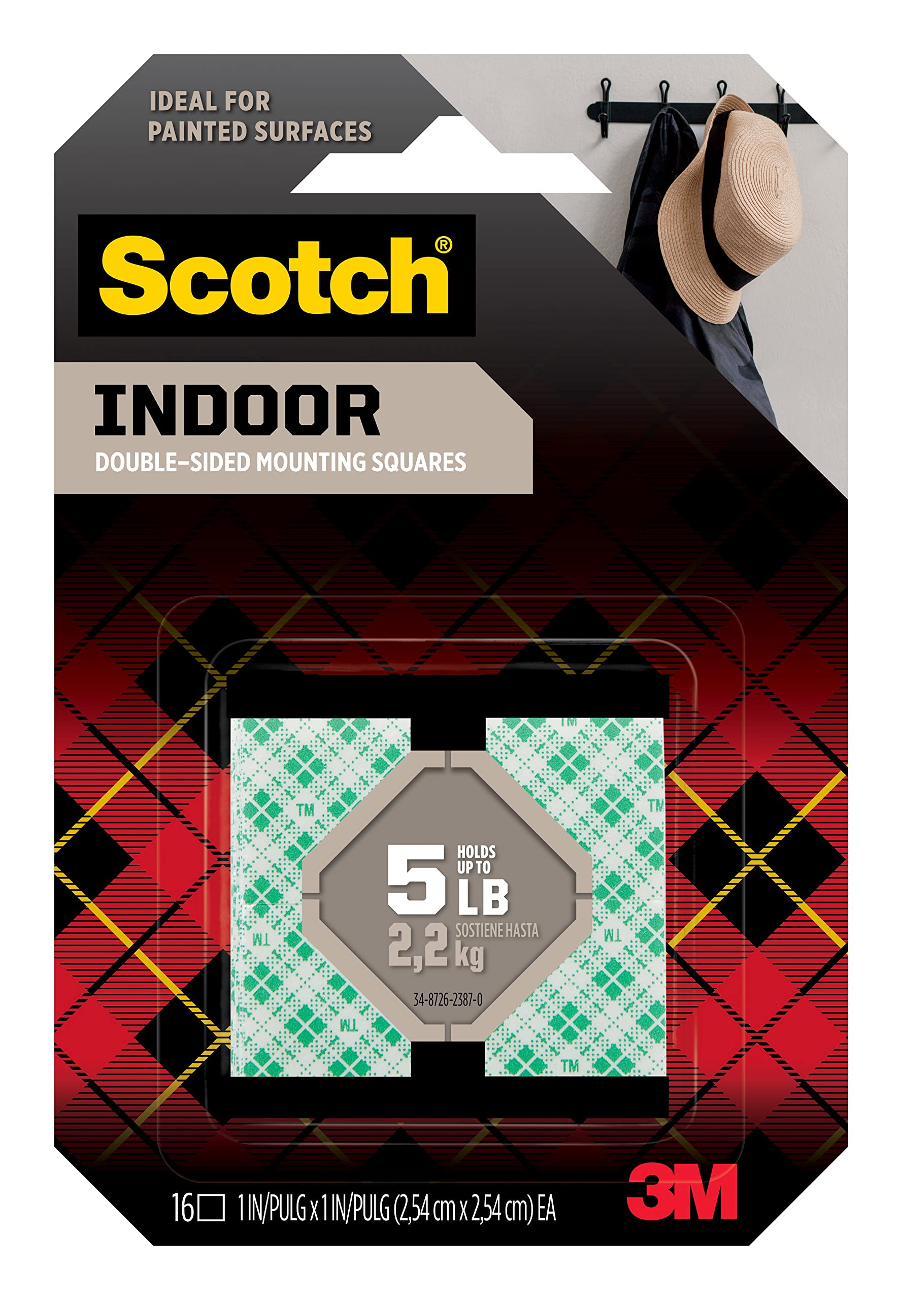 Scotch  Permanent Mounting Squares 1 in x 1 in White Foam Double-Sided 16 Squares