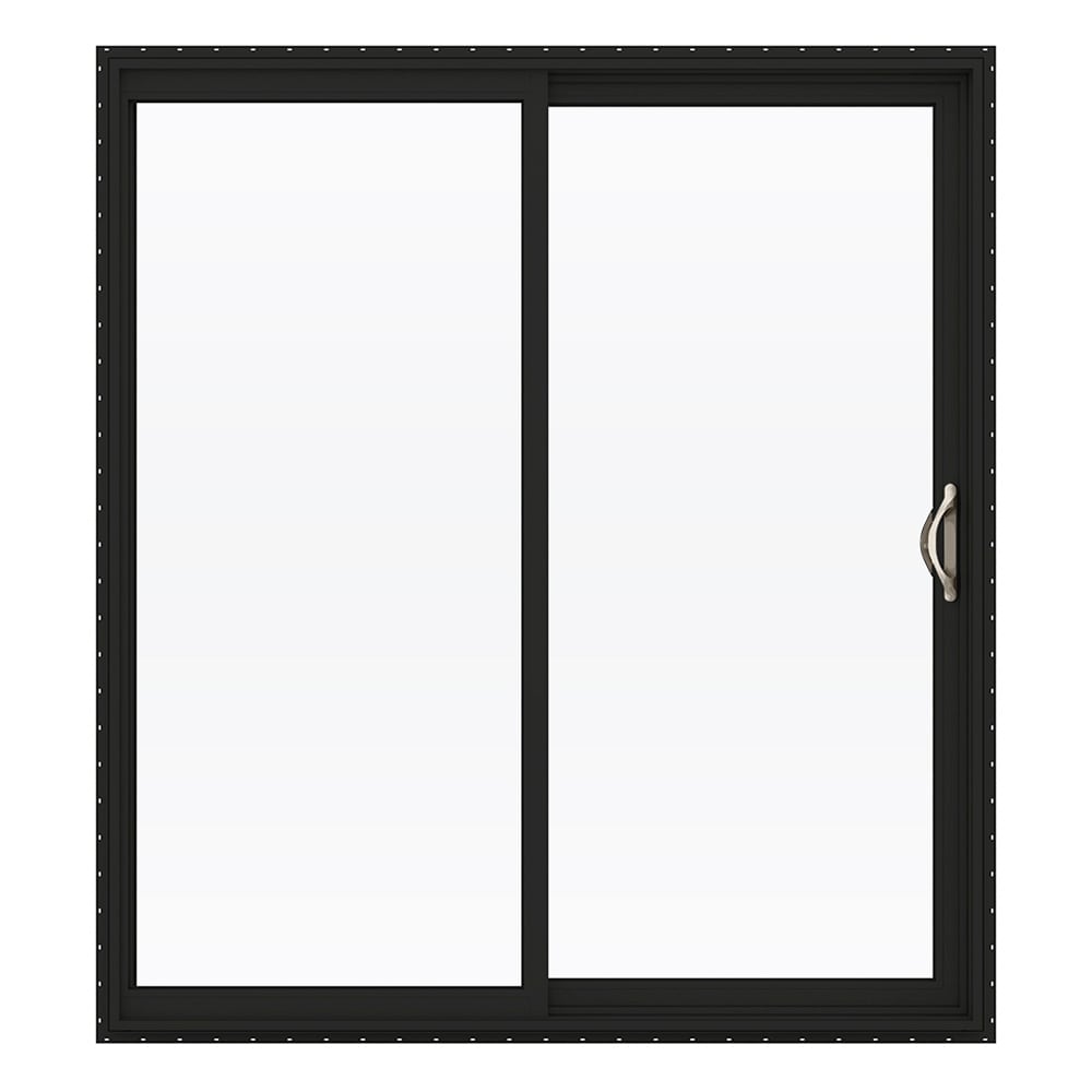 FiniShield V-2500 72-in x 80-in Low-e Argon Black Vinyl Sliding Right-Hand Sliding Double Patio Door Screen Included | - JELD-WEN JW251500003