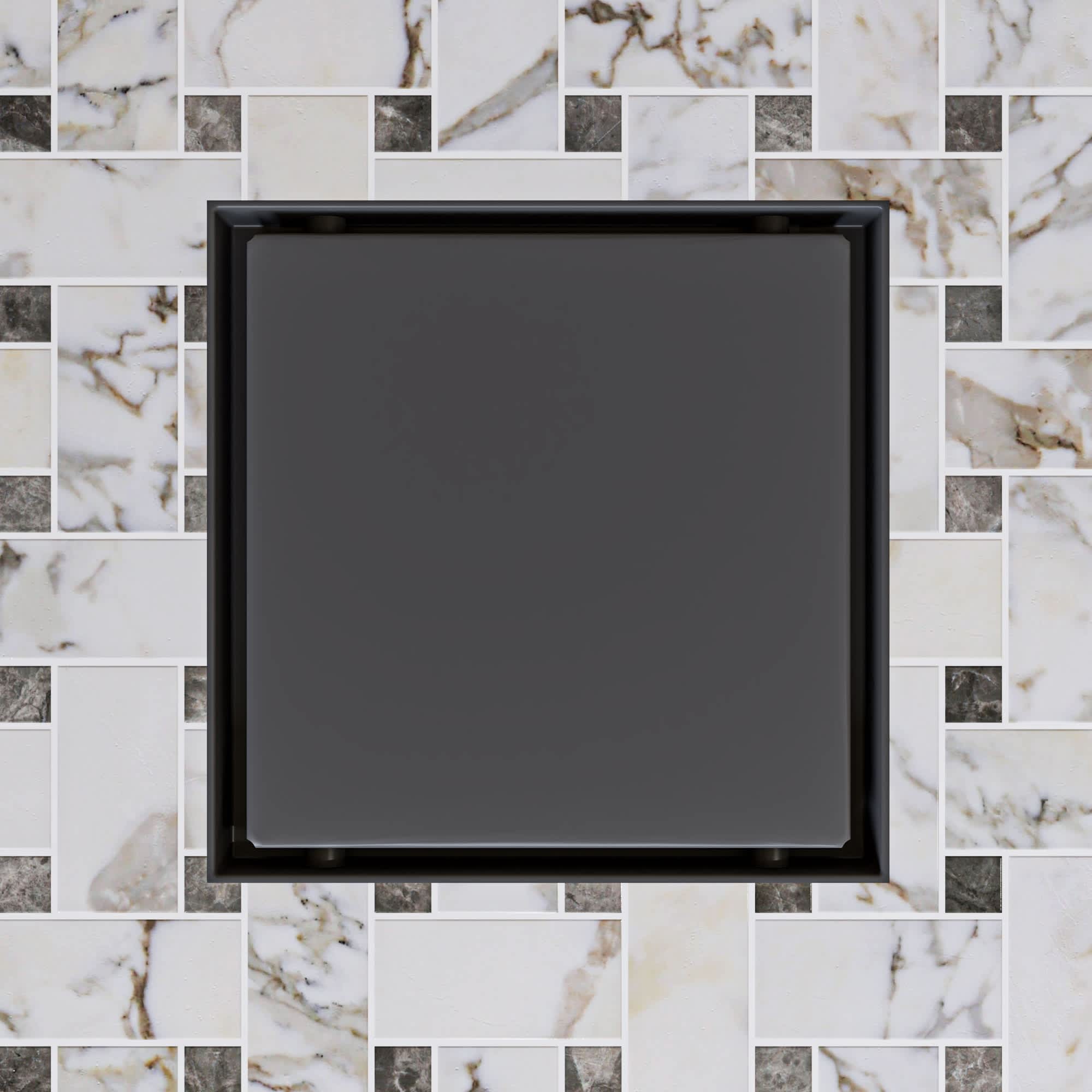 ALFI ABSD55B-BM ABSD55B-BM 5-in x 5-in Black Matte Square Stainless Steel Shower Drain with Solid Cover