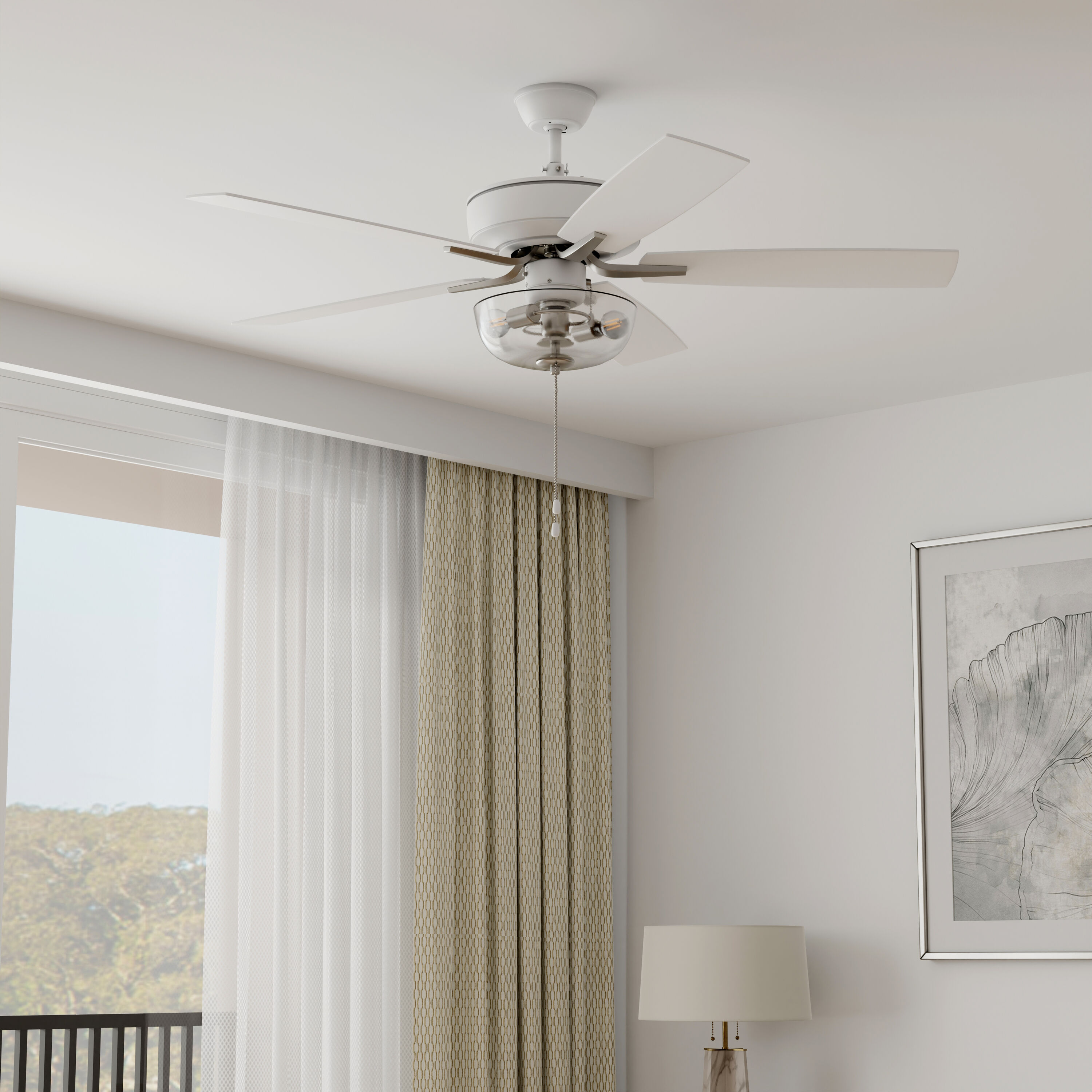 Craftmade P101WPLN5-52WWOK Pro Plus 52-in White/Polished Nickel with White Blades Ceiling Fan With Light ( 5 -Blade )
