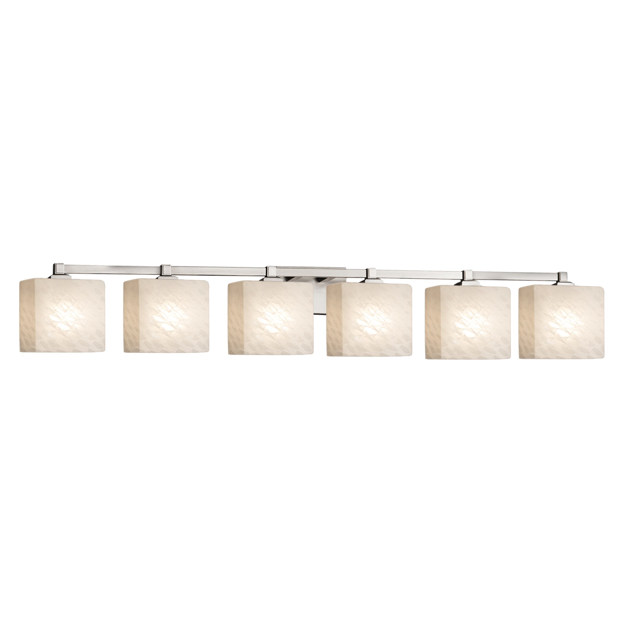 Justice Design Group FSN-8436-55-WEVE-NC Fusion 50.5-in 6-Light Brushed Nickel Glam Vanity Light