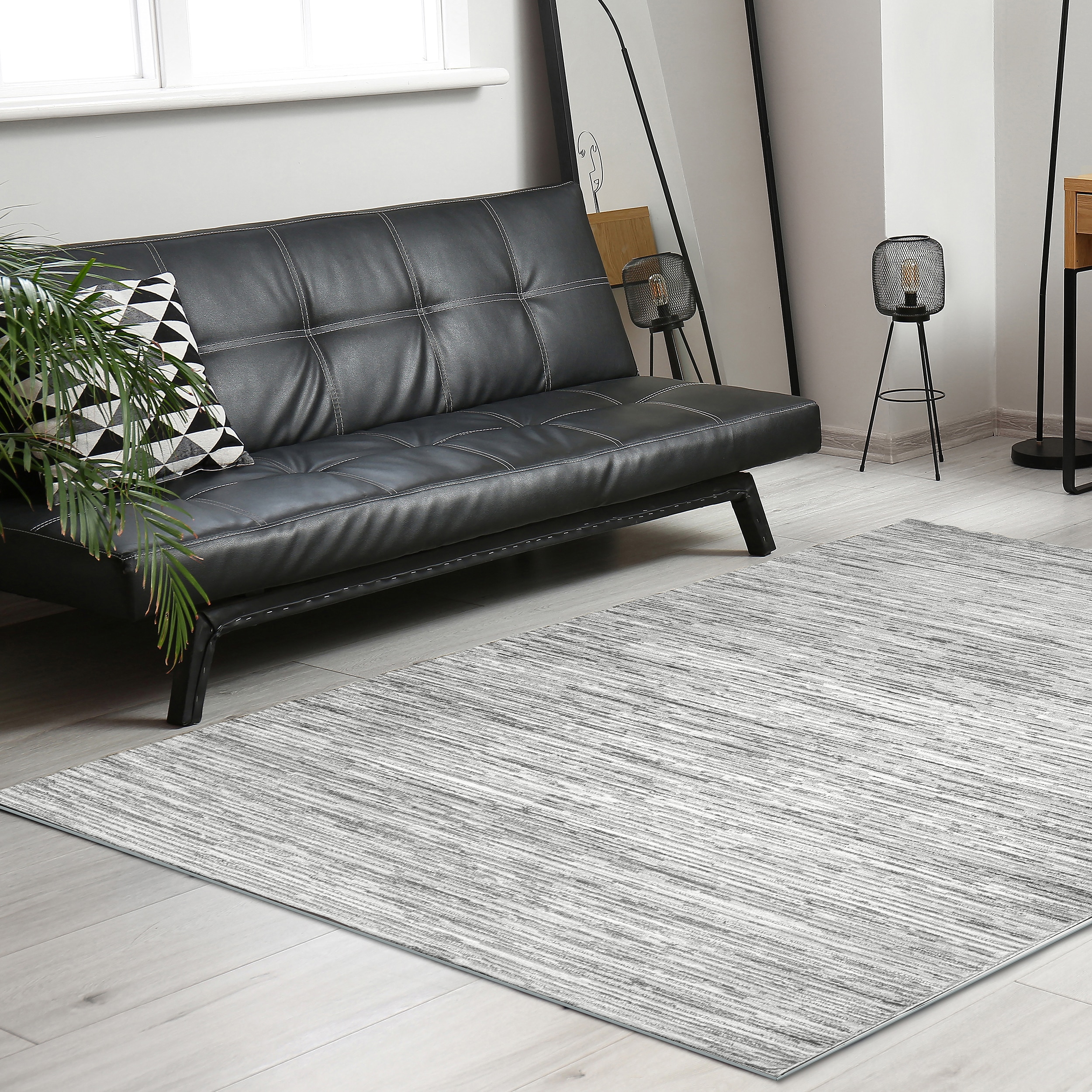 Radici USA 1228/1012/GREY Davide 5 x 8 (ft) Loomed Polypropylene Grey Rectangular Indoor Stripe Mid-Century Modern Area rug