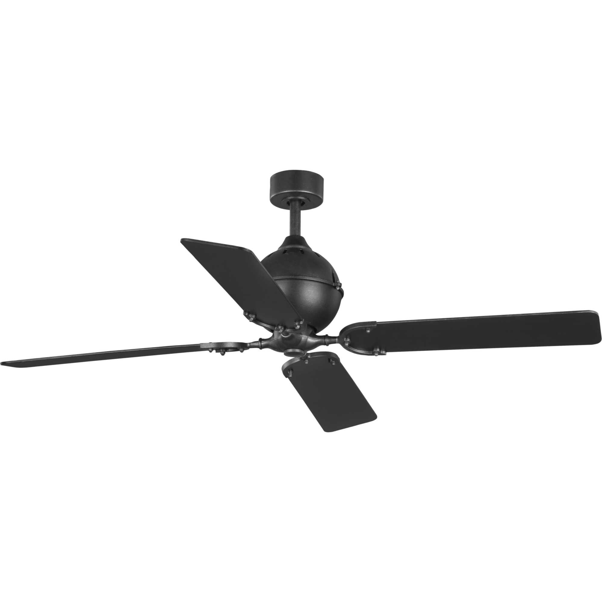Progress Lighting P250010-080 Royer 56-in Forged Black with Distressed Ebony Blades Ceiling Fan Light Kit Compatible - Remote Included ( 4 -Blade )