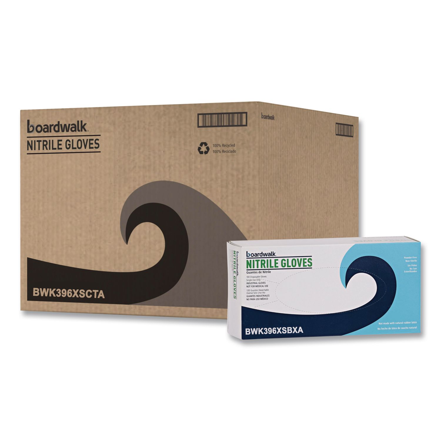 Boardwalk 396 Series Disposable General-Purpose Nitrile Gloves Powder-Free X-Small 4.4 mil Thick 9.5 in Long Black 100/Box10 BX/CT