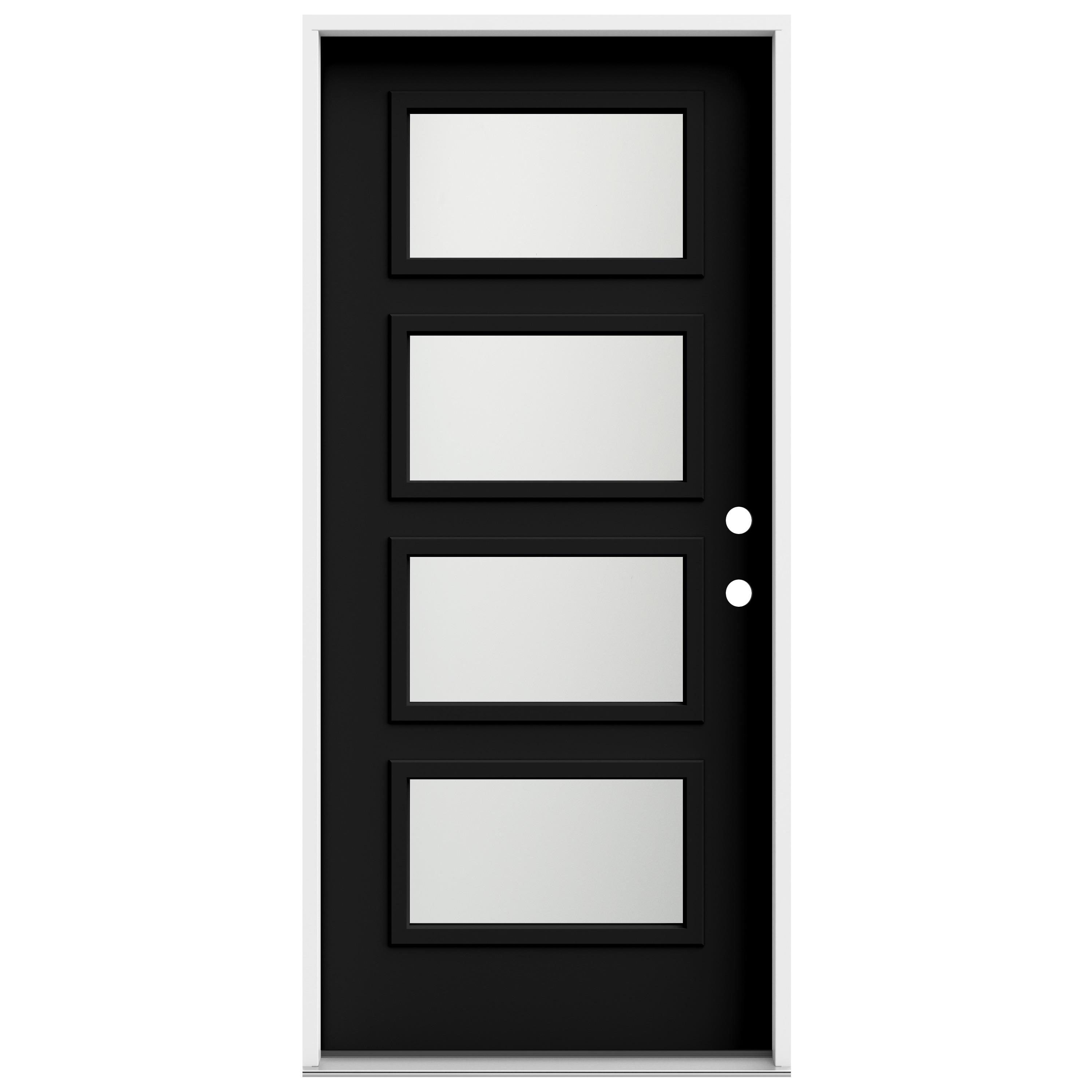 JELD-WEN LOWOLJW250400011 36-in x 80-in x 4-9/16-in Steel Full lite Left-hand inswing Black Painted Prehung Front Door Insulating core