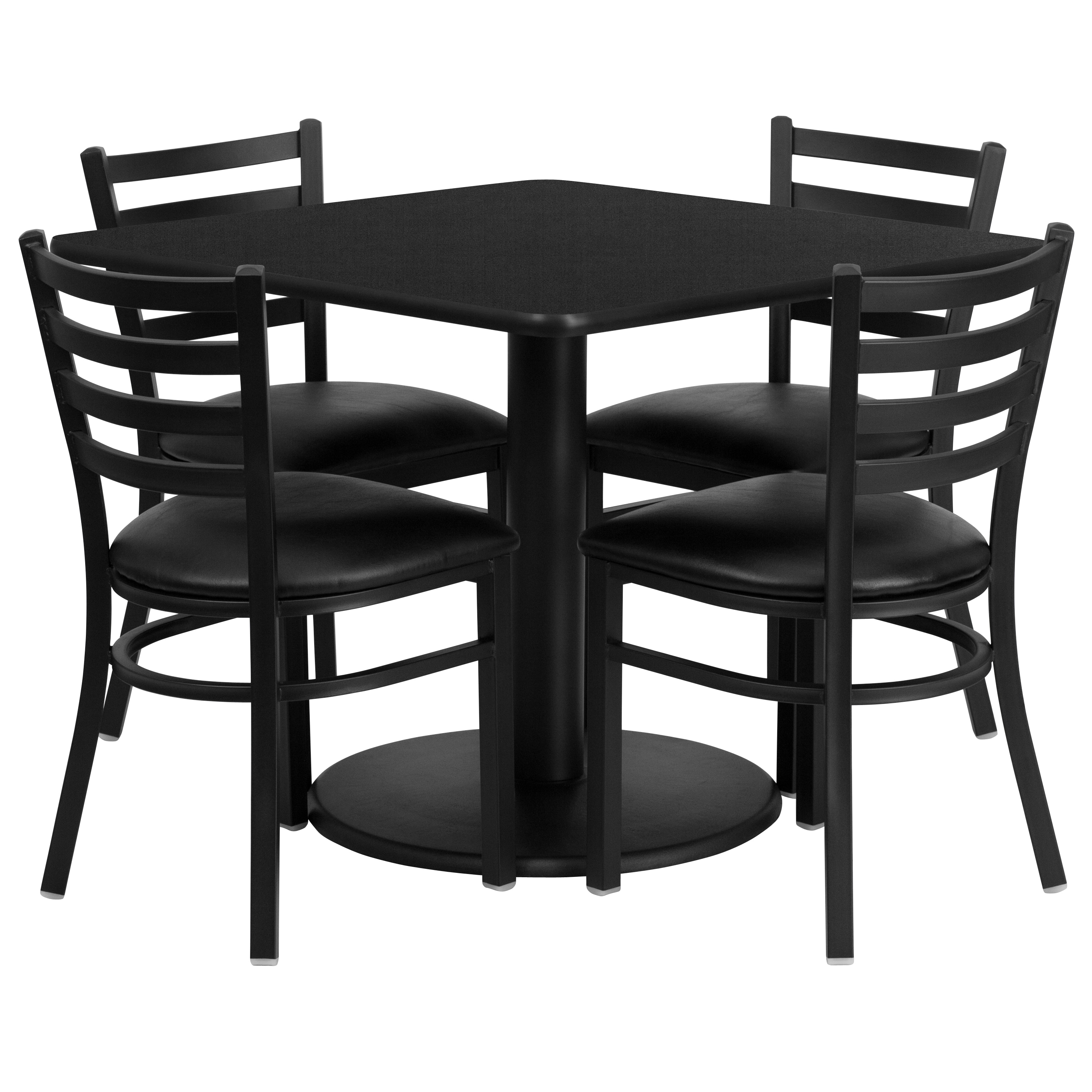 Flash Furniture 847254049177 Black Top/Black Vinyl Seat Traditional Dining Room Set with Square Table ( Seats 4 )