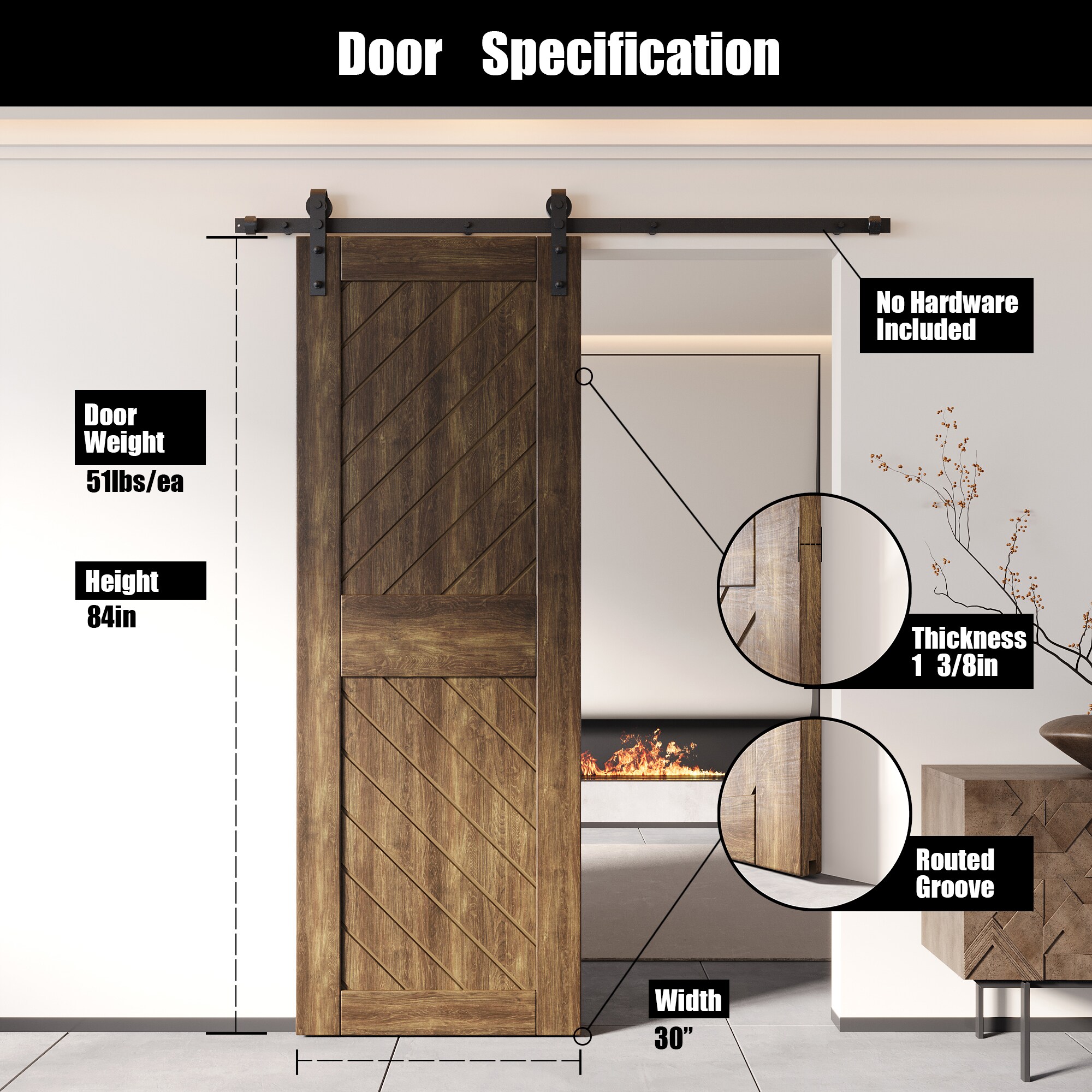 HOMACER XT3-3084-WA Barn-Doors - View #2