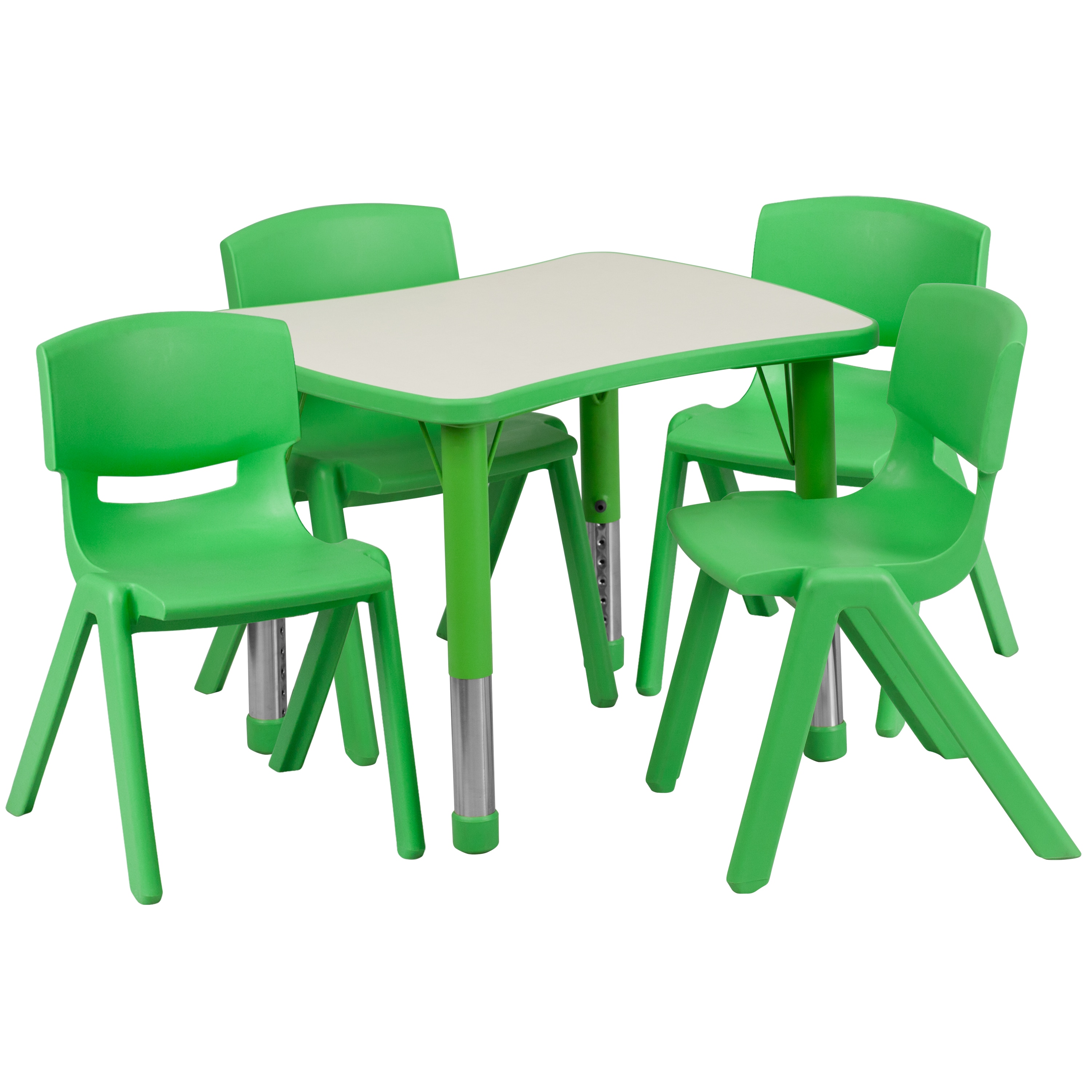 Flash Furniture 847254078573 Green Rectangular Kid's Play Table ( Set of 4 Chairs)