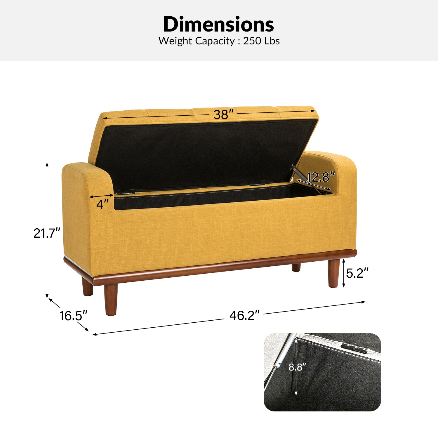 14 Karat Home BEOY0568-MUSTARD bench - View #7