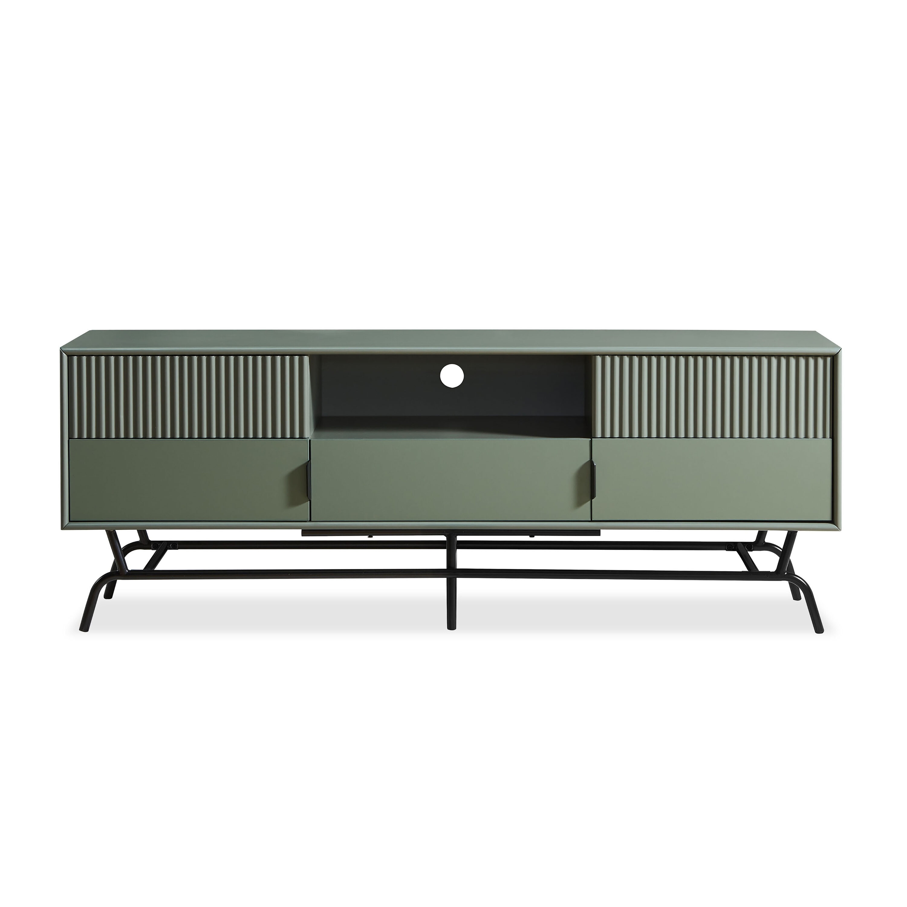 Sage Green MDF and Wood TV Stand with Cabinet and Drawers