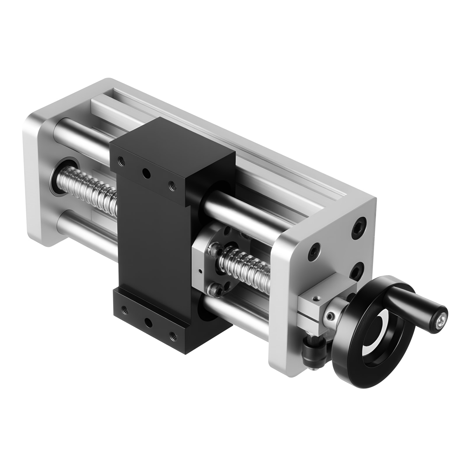 Mecale 100 mm Ball Screw Linear Stage Actuator with Handwheel Double Shaft C7 Precision CNC Guide Silver