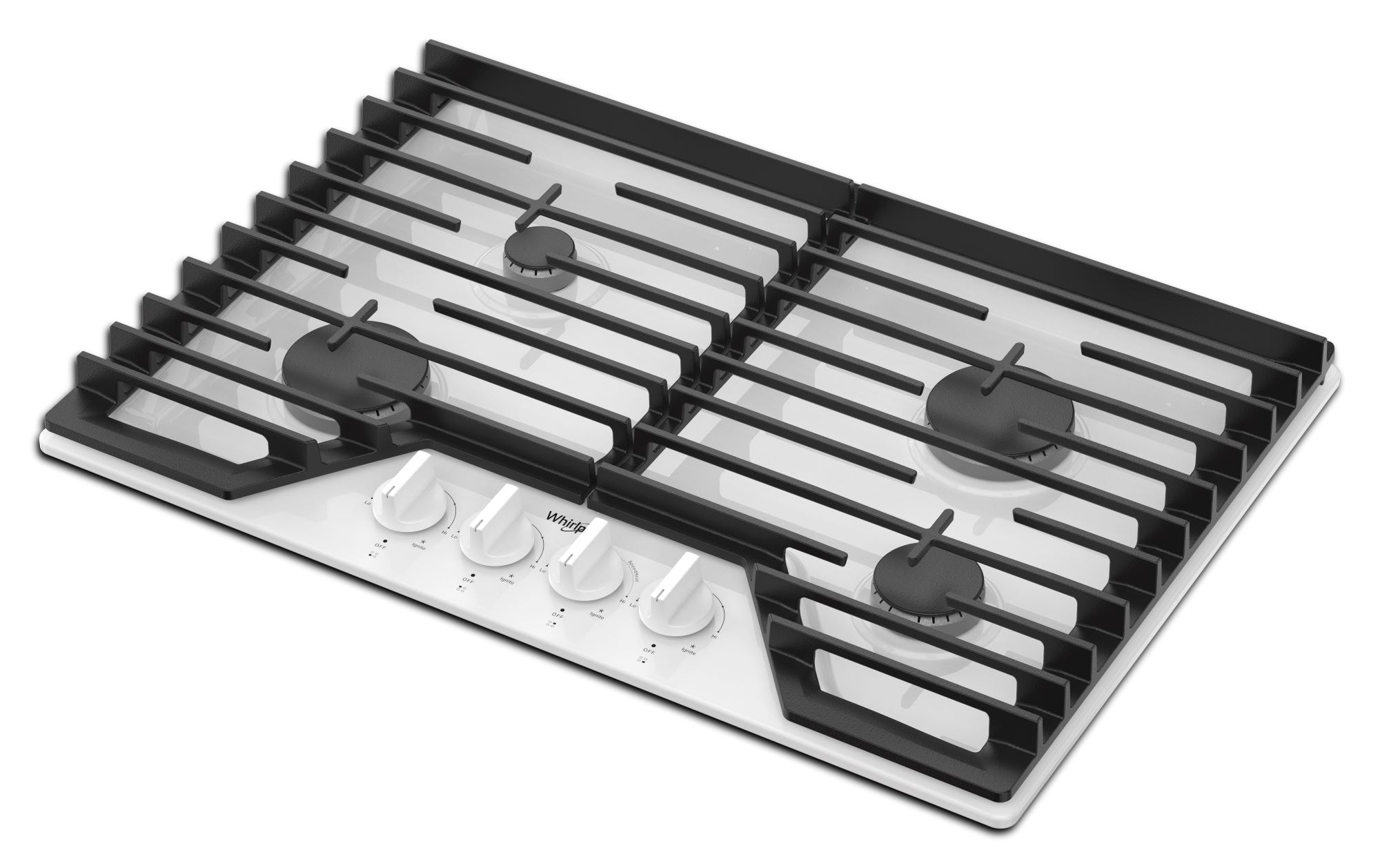 Whirlpool 30-in 4 Burners White Gas Cooktop WCGK5030PW at Lowes.com