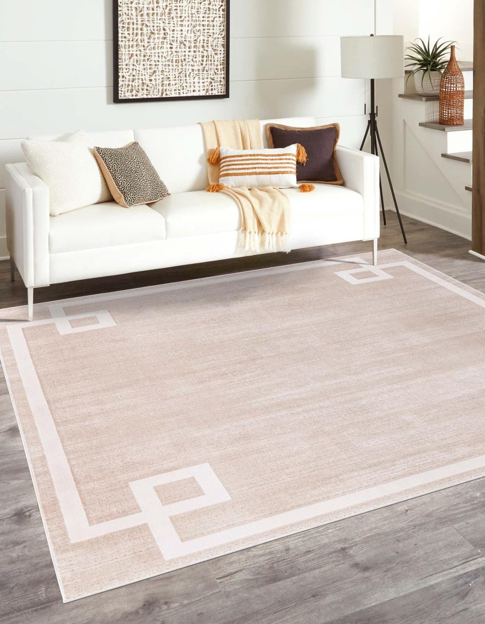 Unique Loom 3186861 Jill Zarin Uptown 8 x 8 (ft) Loomed Polypropylene Beige Square Indoor Coastal Area rug
