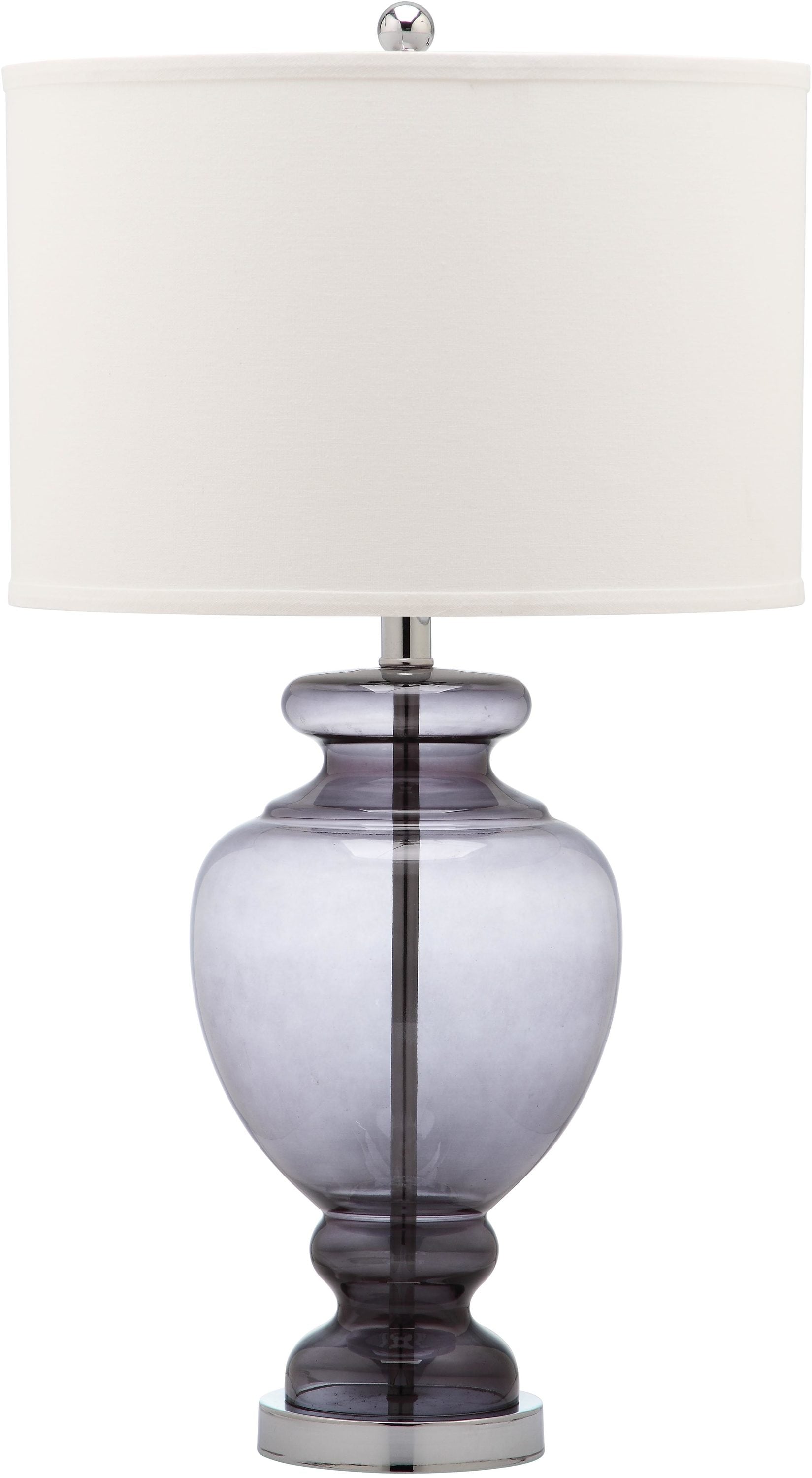 Translucent Grey Glass Table Lamp Set, 27" with Off-White Shade
