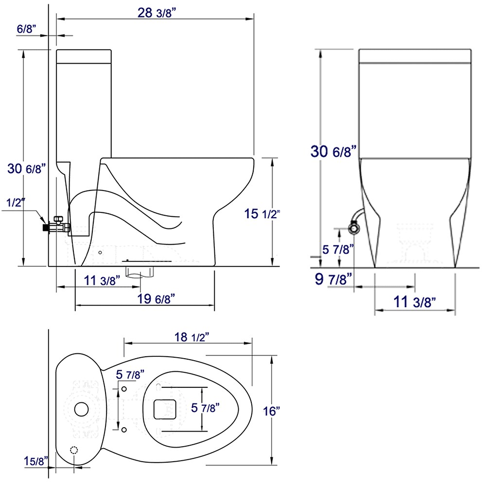 EAGO White Dual Flush Elongated Standard Height WaterSense Soft Close ...