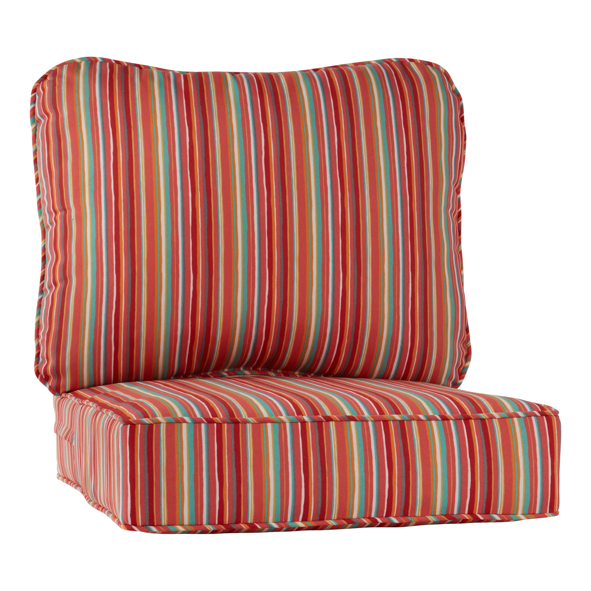 Greendale Home Fashions OC7825-WATERMELON 24-in x 24-in 2 -Piece Watermelon Stripe Deep seat patio chair cushion