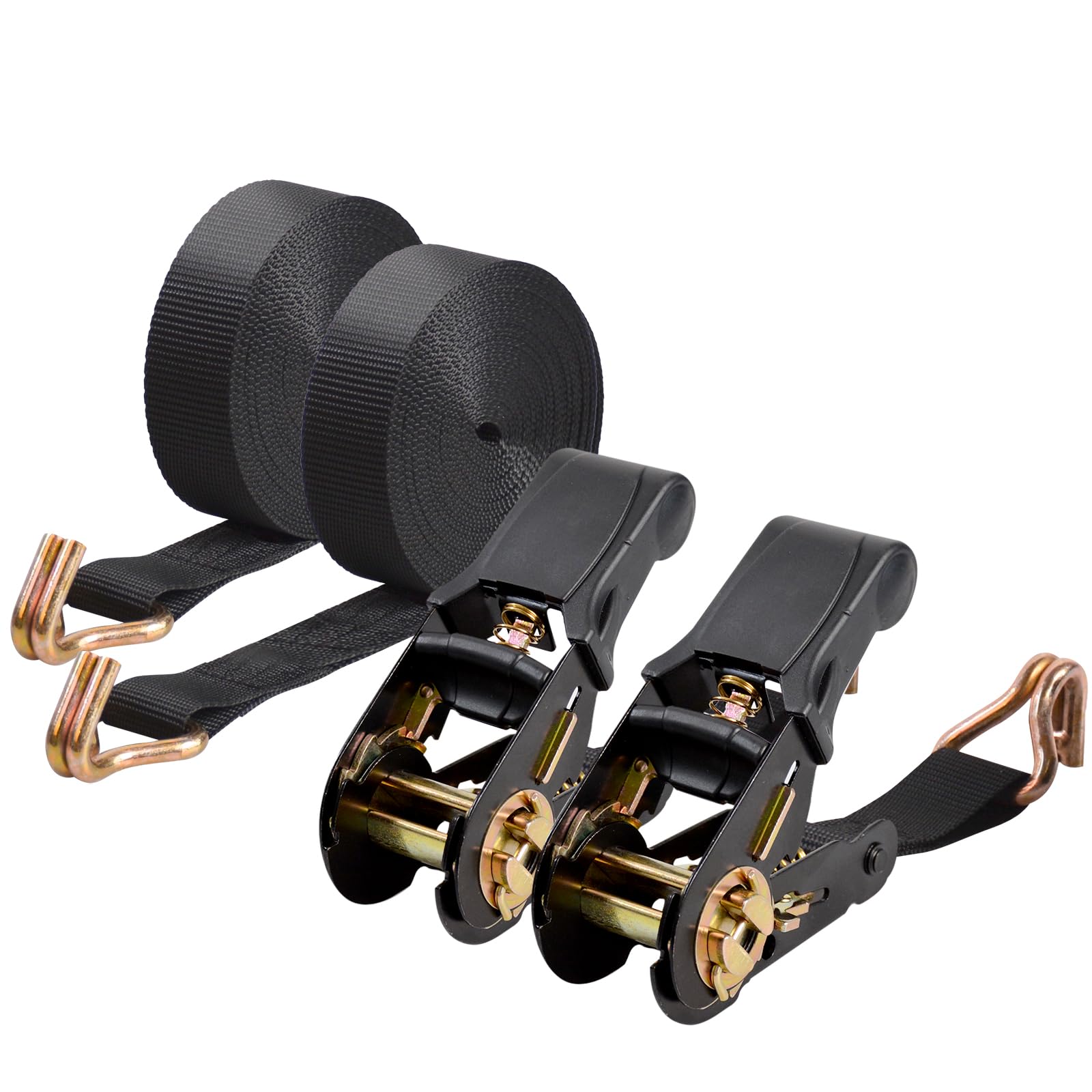 Etokfoks  20 ft x 1 in Ratchet Tie Down Straps with Double J Hooks Heavy Duty 2200 lb Break Strength 2 Pack