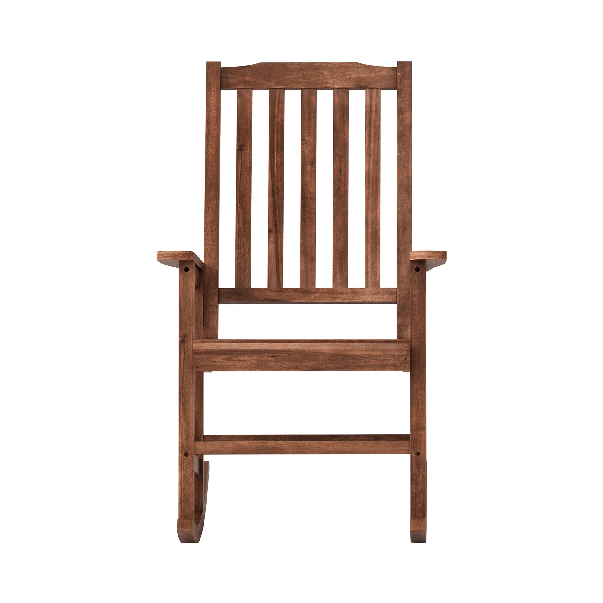 Yurevna A4JY-029-04LS High-back Patio Rocking Chair Set of 4 Teak Brown Polyethylene Frame Rocking Chair with Slat Seat