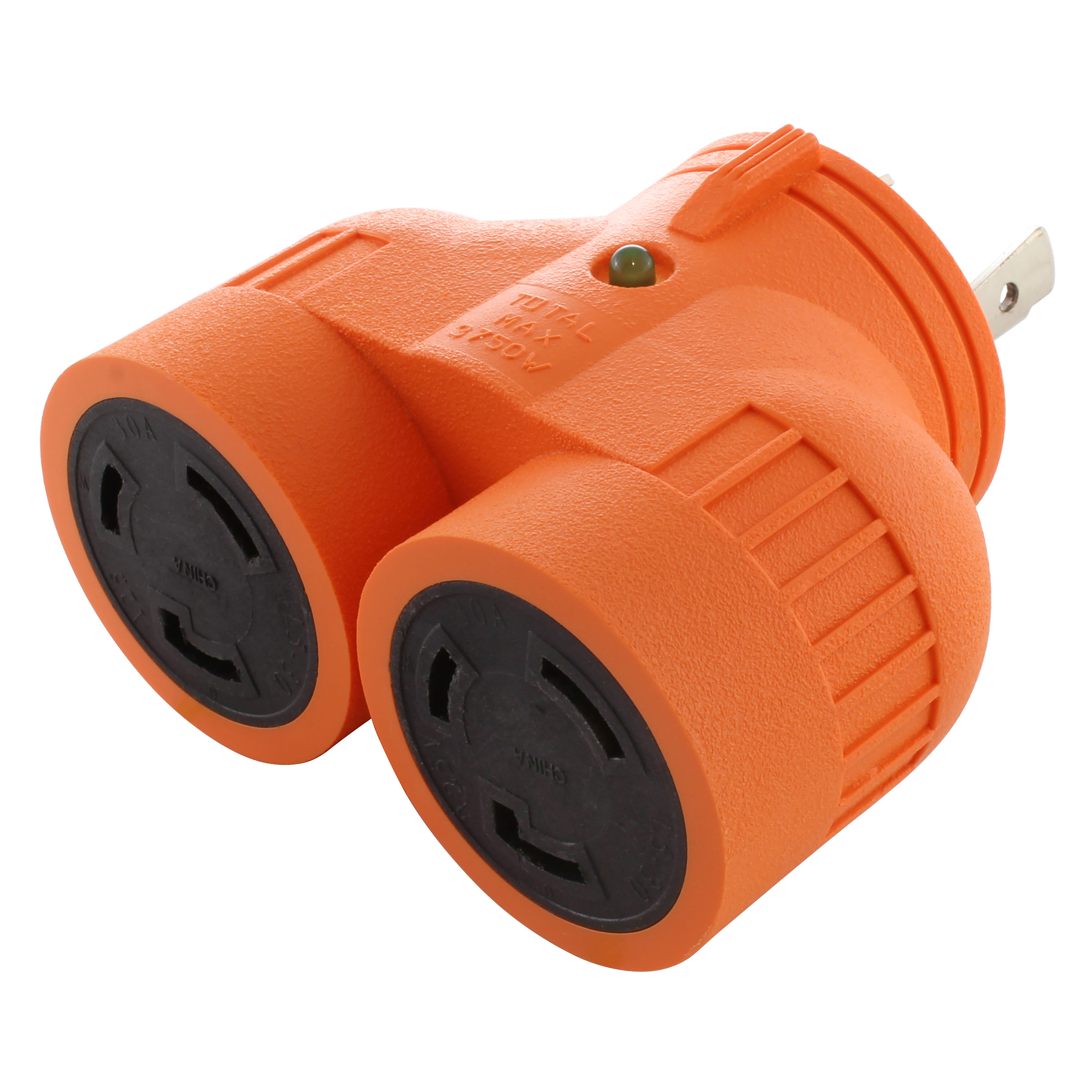 AC WORKS ADVL530L530 NEMA L5-30P to Two NEMA L5-30R 30 -Amp 3-wire grounding Single to double Orange Basic Compact Adapter