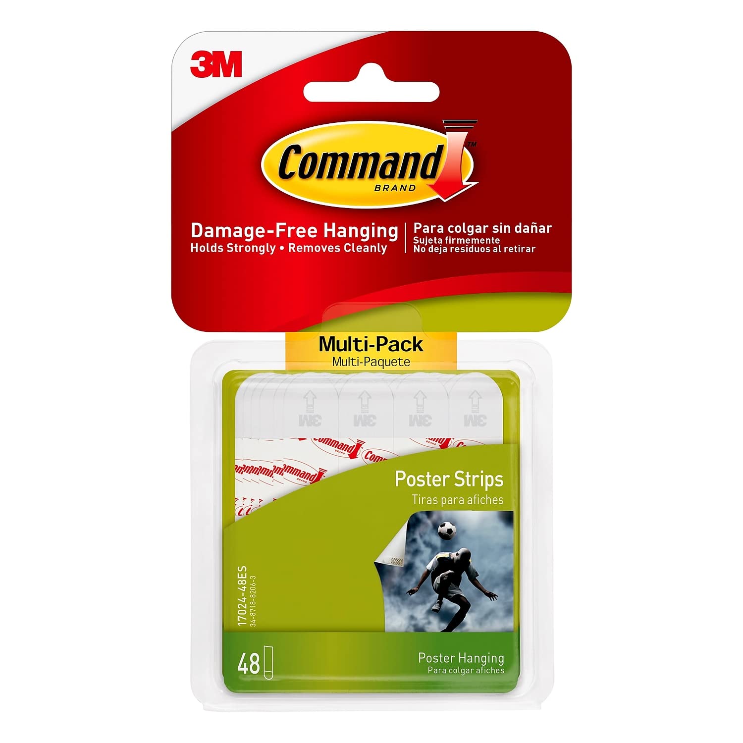 3M Command Small Poster Strips Multi-Pack White 48 Strips/Pack 1152/Carton17024-48ESVS #17024-48ESVS