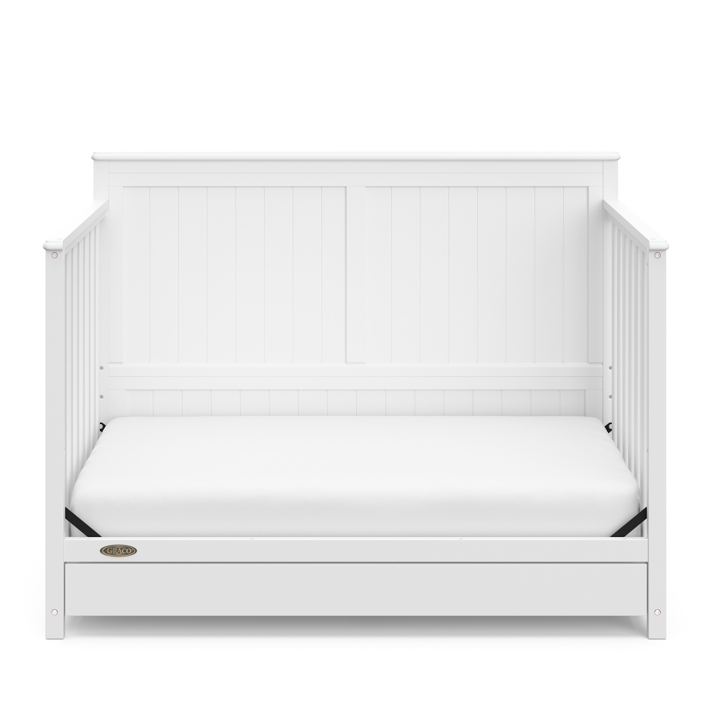 White 5-in-1 Convertible Crib with Storage Drawer