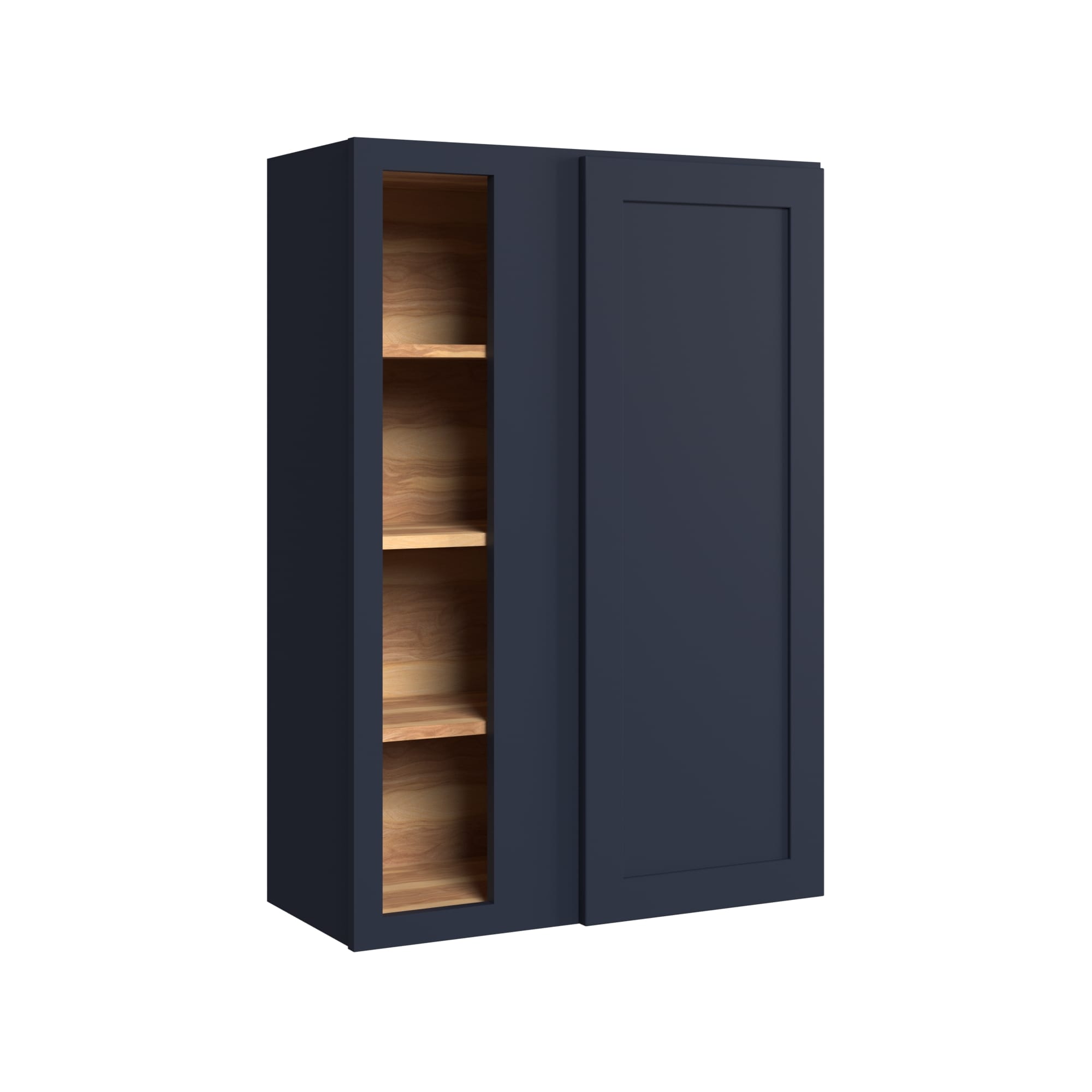 KraftMaid Momentum WBC3039LG77 Deveron 30-in W x 39-in H x 12-in D Midnight Blind Corner wall Fully assembled Plywood Cabinet (Recessed Panel Shaker)