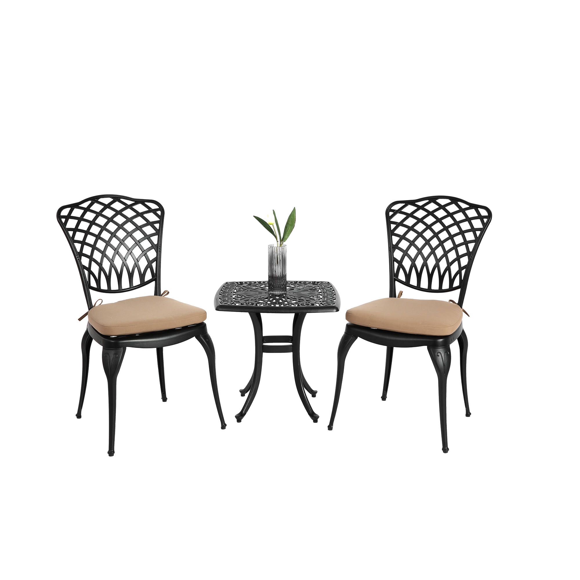 Bybafun YB0600108 3 -Piece Patio Conversation Set with Brown Cushions