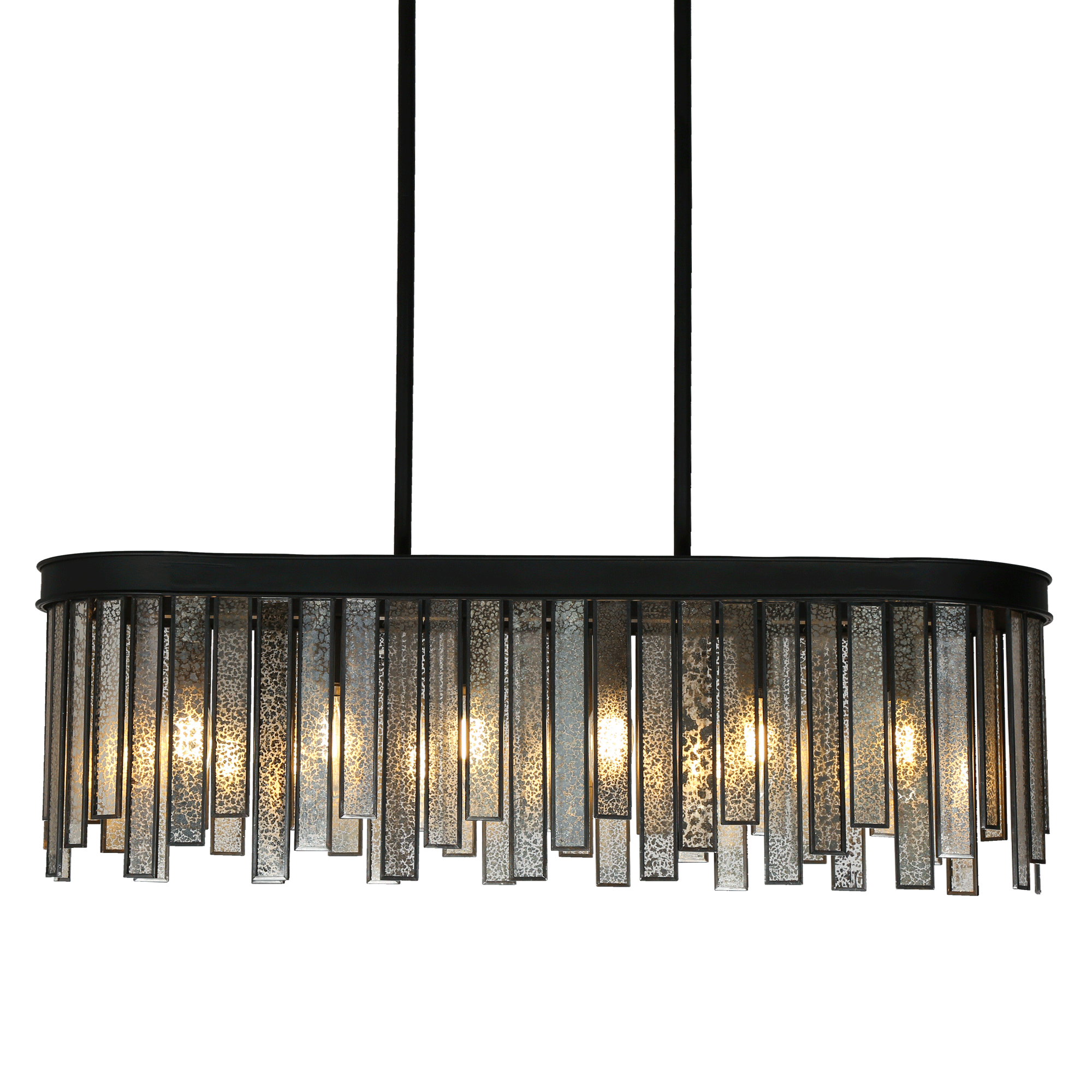 Matte Black and Mercury Glass 6-Light Linear Chandelier