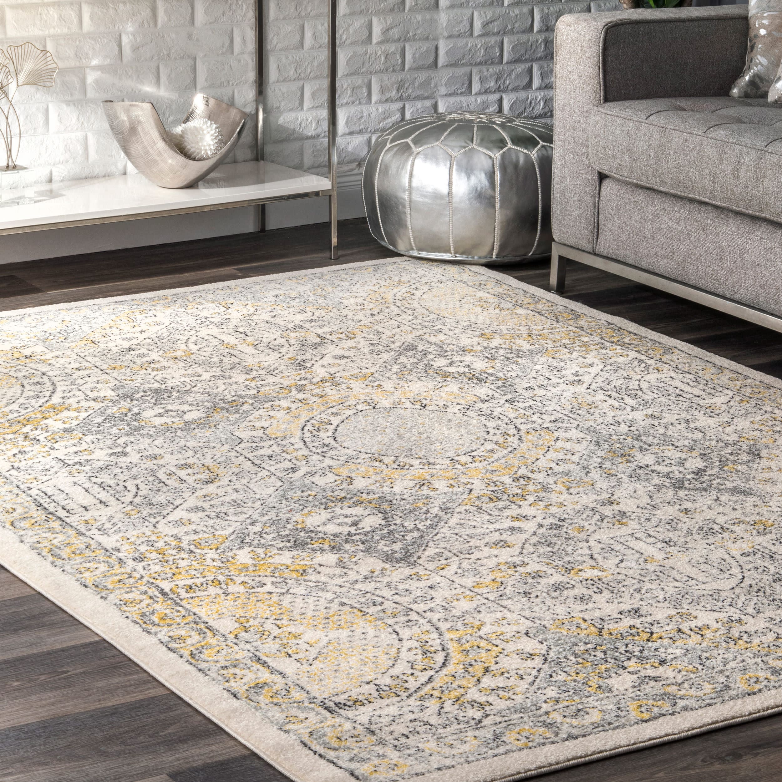 nuLOOM RZBD30B-10014 Minta 10 x 14 (ft) Loomed Polypropylene Gold Rectangular Indoor Geometric Area rug