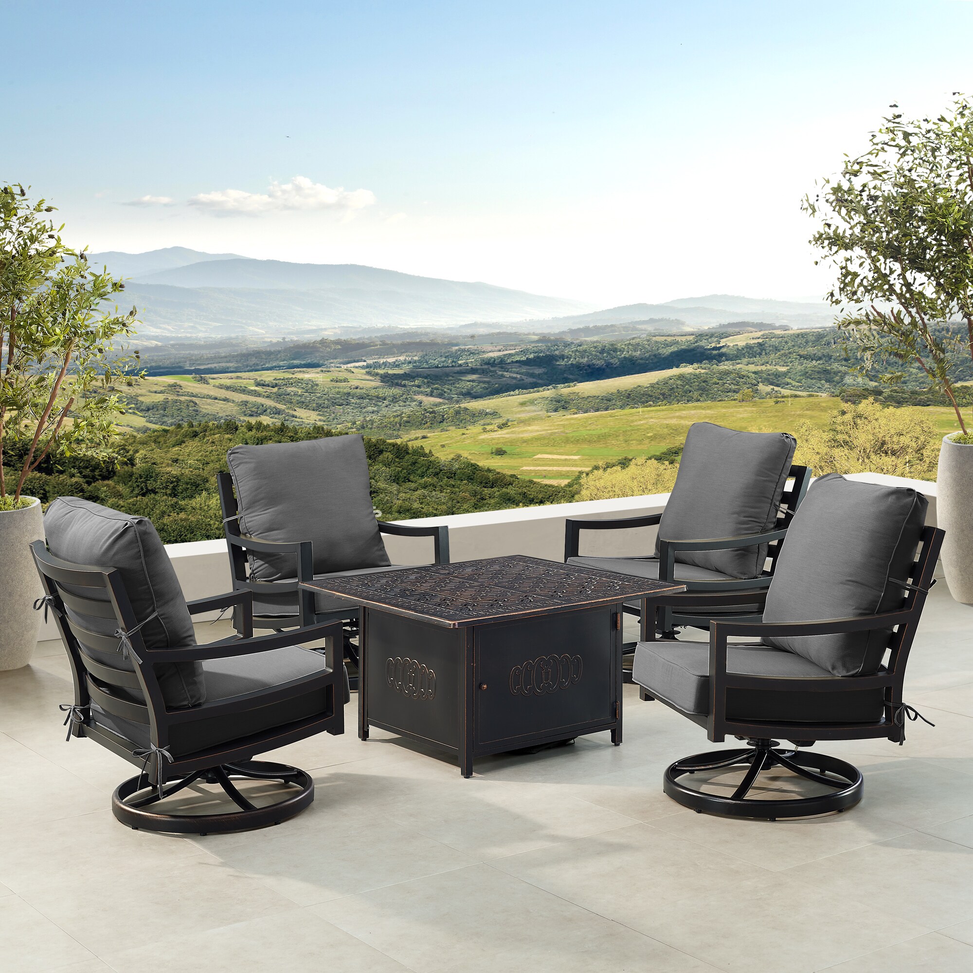 Oakland Living HUDSON4CHRONINBKCU Patio-Conversation-Sets - View #3