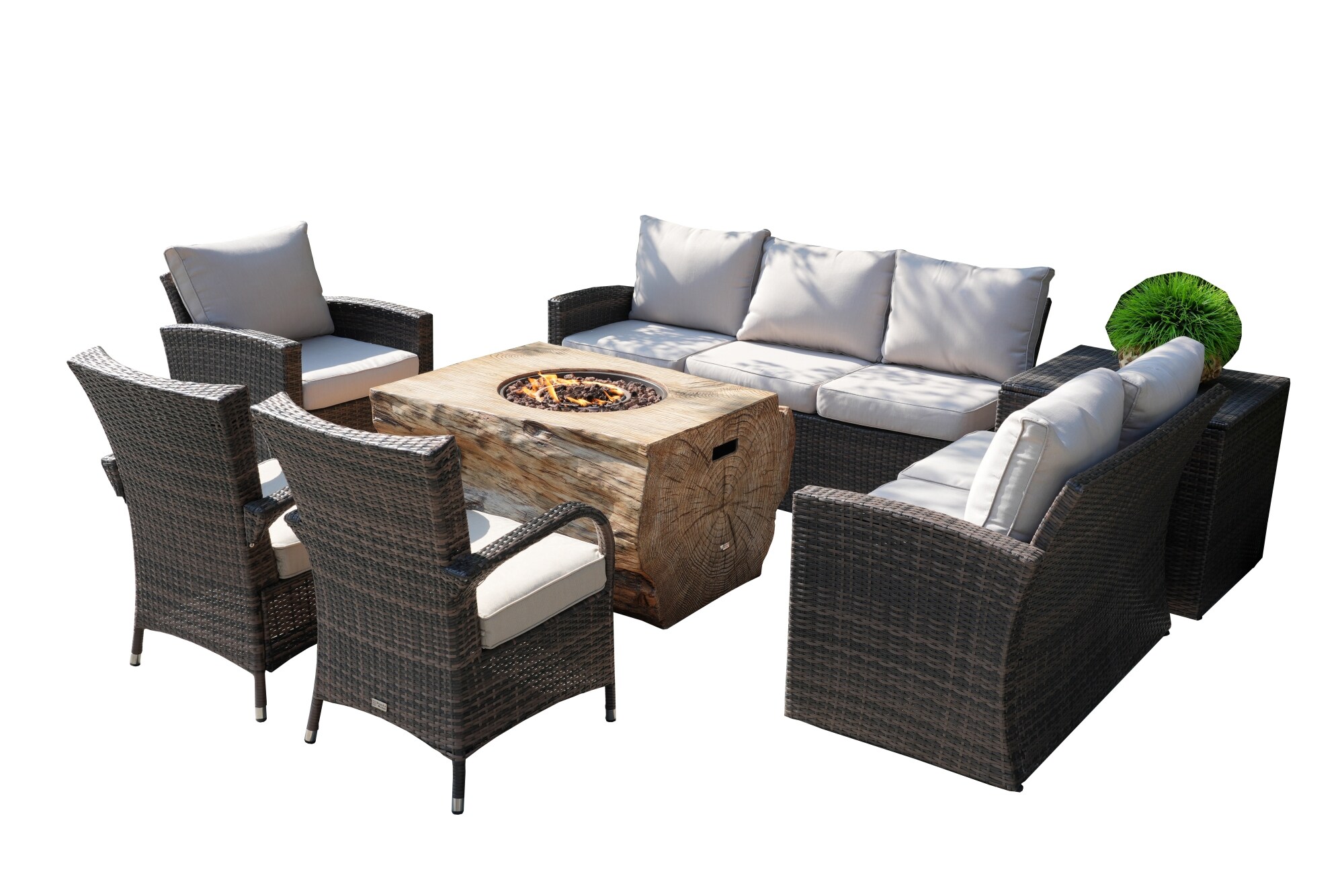 Direct Wicker DWG-1403B1122&2170 7 -Piece Wicker Patio Sofa Conversation Set with Brown Cushions