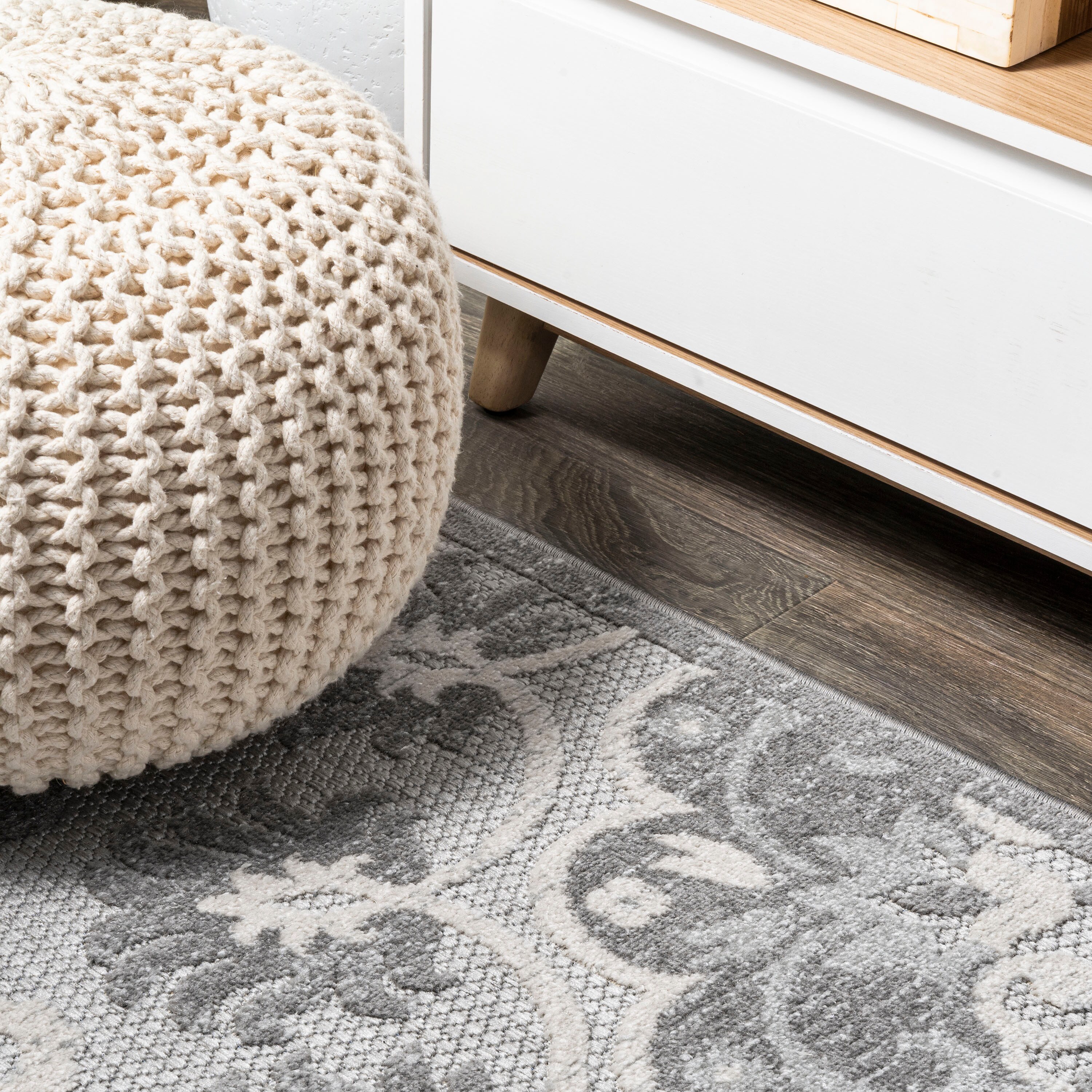 Lucena 8' x 10' Gray Synthetic Medallion Reversible Area Rug