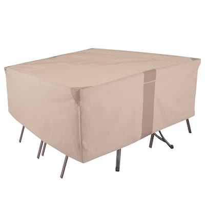 Modern Leisure Monterey Beige Polyester Dining Set Patio Furniture Cover In The Covers Department At Com - Patio Table Storage Covers