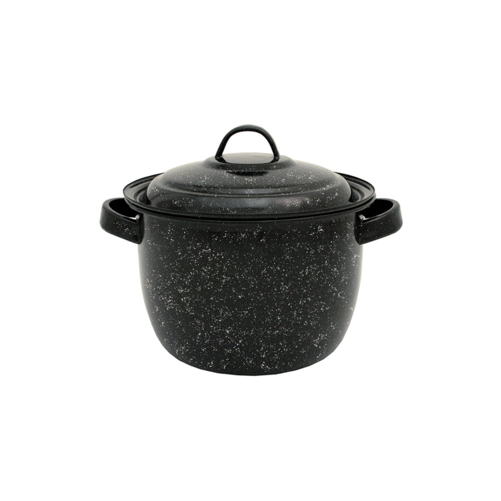 Granite Ware  4 qt Porcelain Enamel Pot with Lid Black 8.6 in