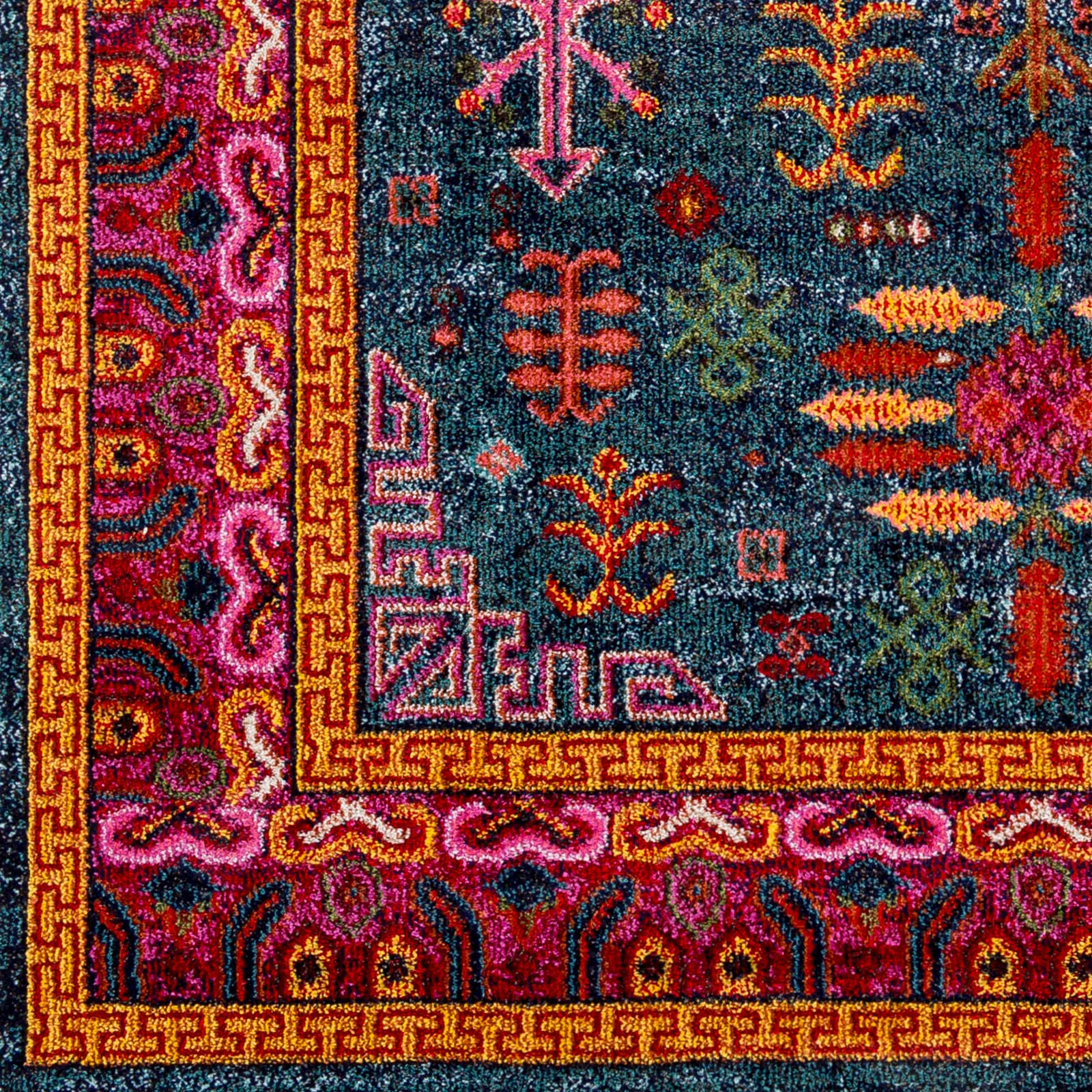 Anika Blue Geometric Synthetic 5'3" x 7'3" Area Rug