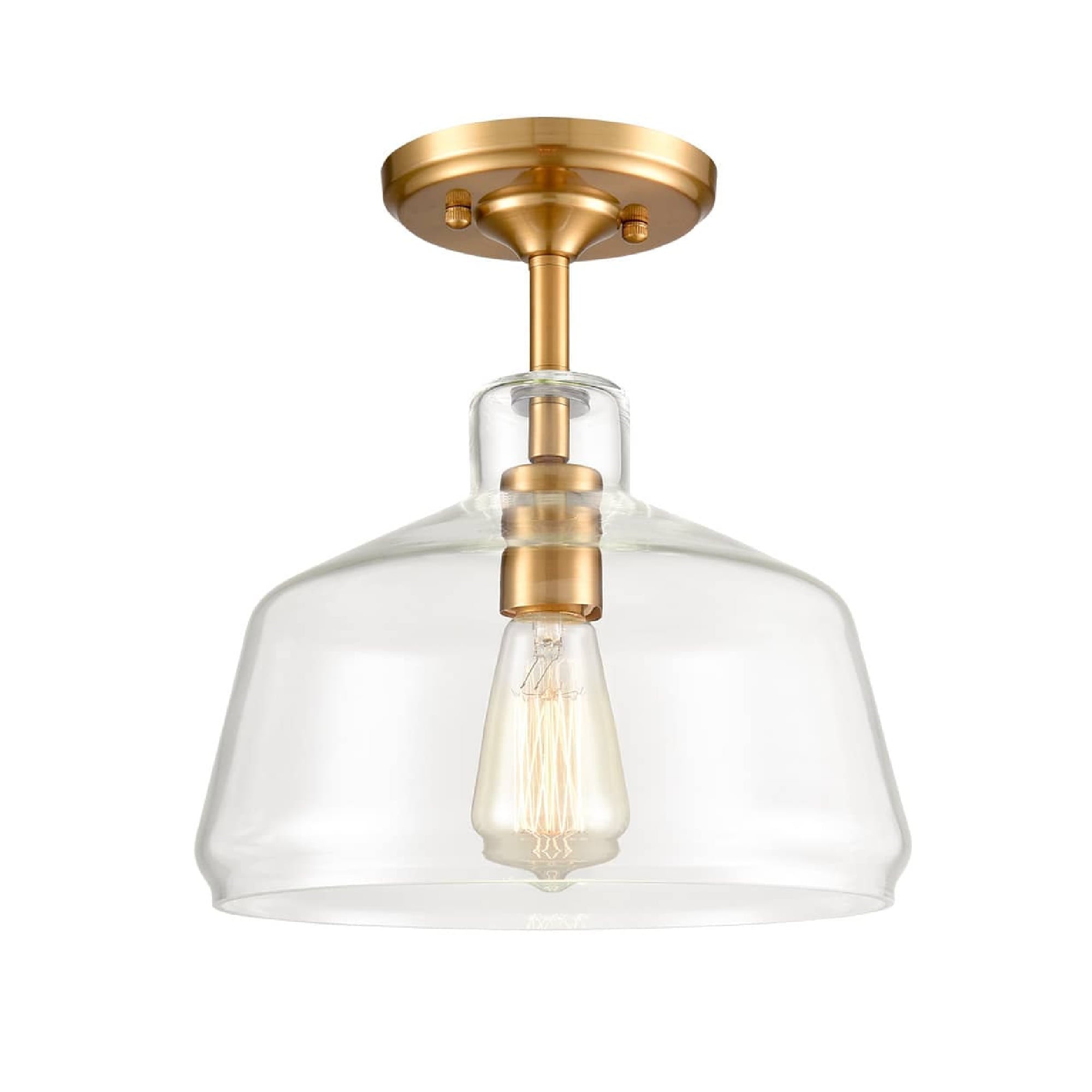 Claxy TJ-TB7081CU-J 10.63-in Brass Glass Light Metal Ceiling Light Mount