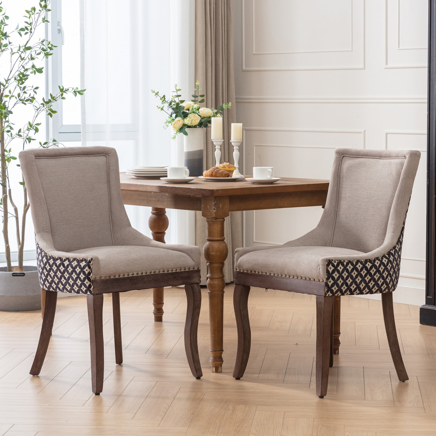 Mondawe MO-AA54099 Contemporary/Modern Velvet Upholstered Dining Side Chair (Wood Frame)
