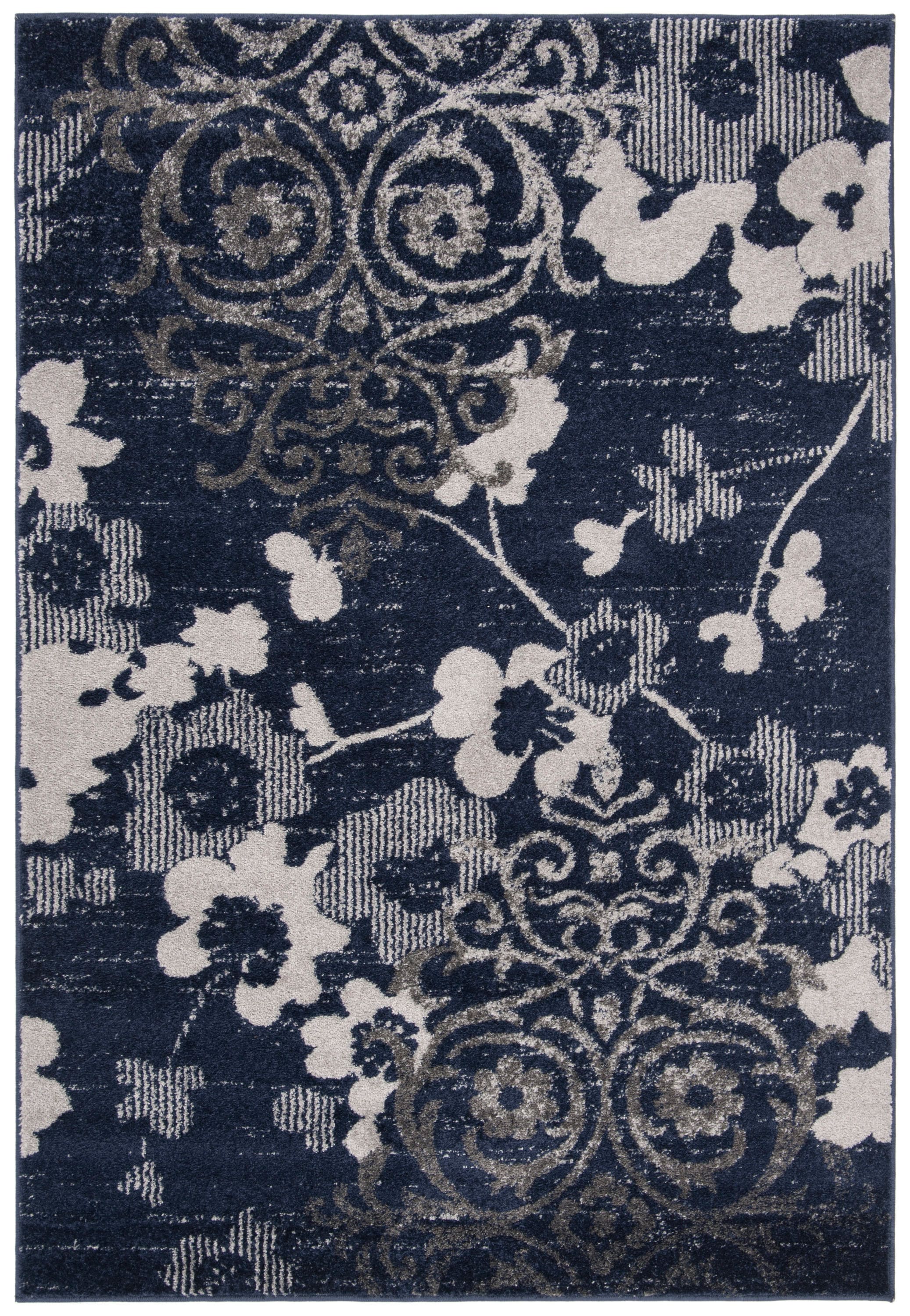 Safavieh ADR114N-9 Adirondack Serene 9 x 12 (ft) Loomed Polypropylene Navy/Silver Rectangular Indoor Abstract Lodge Area rug