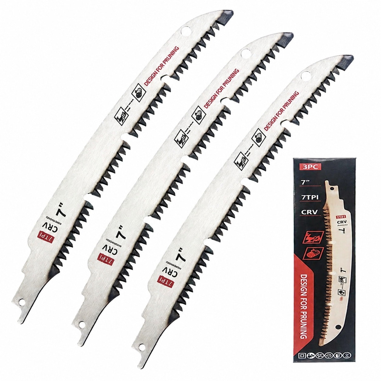 DYRCJ  7 Inch Arc Curved Reciprocating Saw Blades with Chip Conveyor Design 7TPI Japanese Teeth for Wood Pruning Tree Trimming Wood Cutting 3