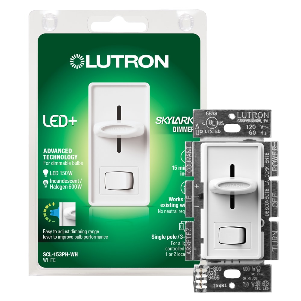 Lutron Skylark Single-Pole/3-Way LED Slide Light Dimmer Switch, White  Lowes.com
