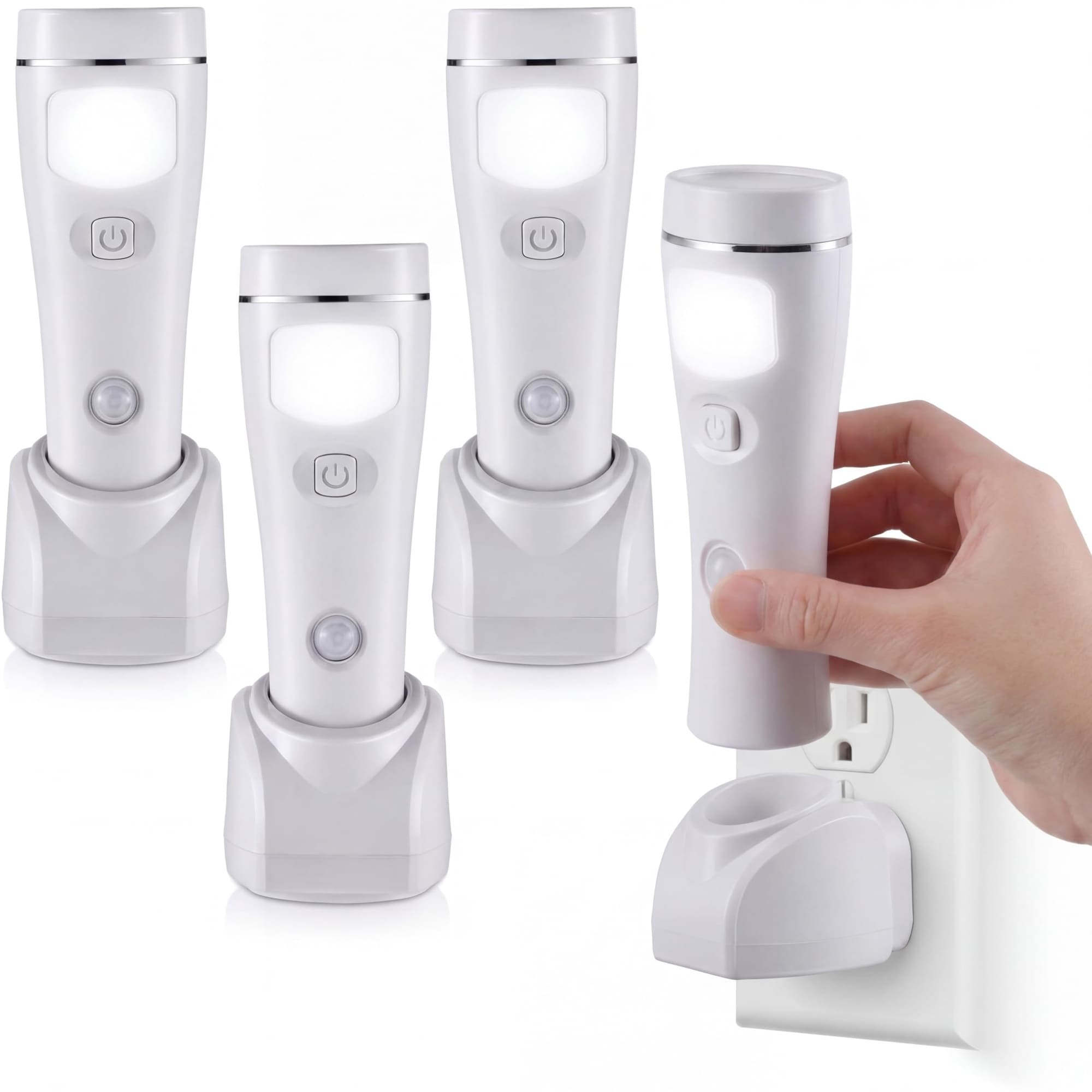 AOIZGMY  3 Pack 4 in 1 LED Emergency Light Motion Sensor Night Light Plug In Flashlight Automatic Power Outage Light for Home White