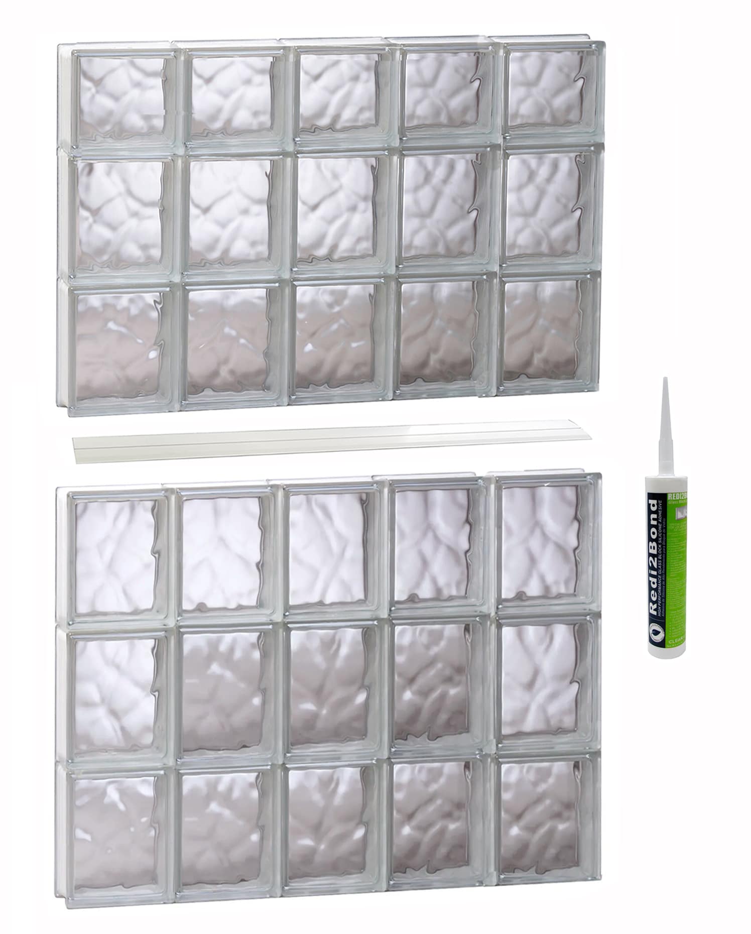REDI2SET S3046DC Wavy Glass 28-3/4-in x 44-1/2-in Frameless Replacement Glass Block Window