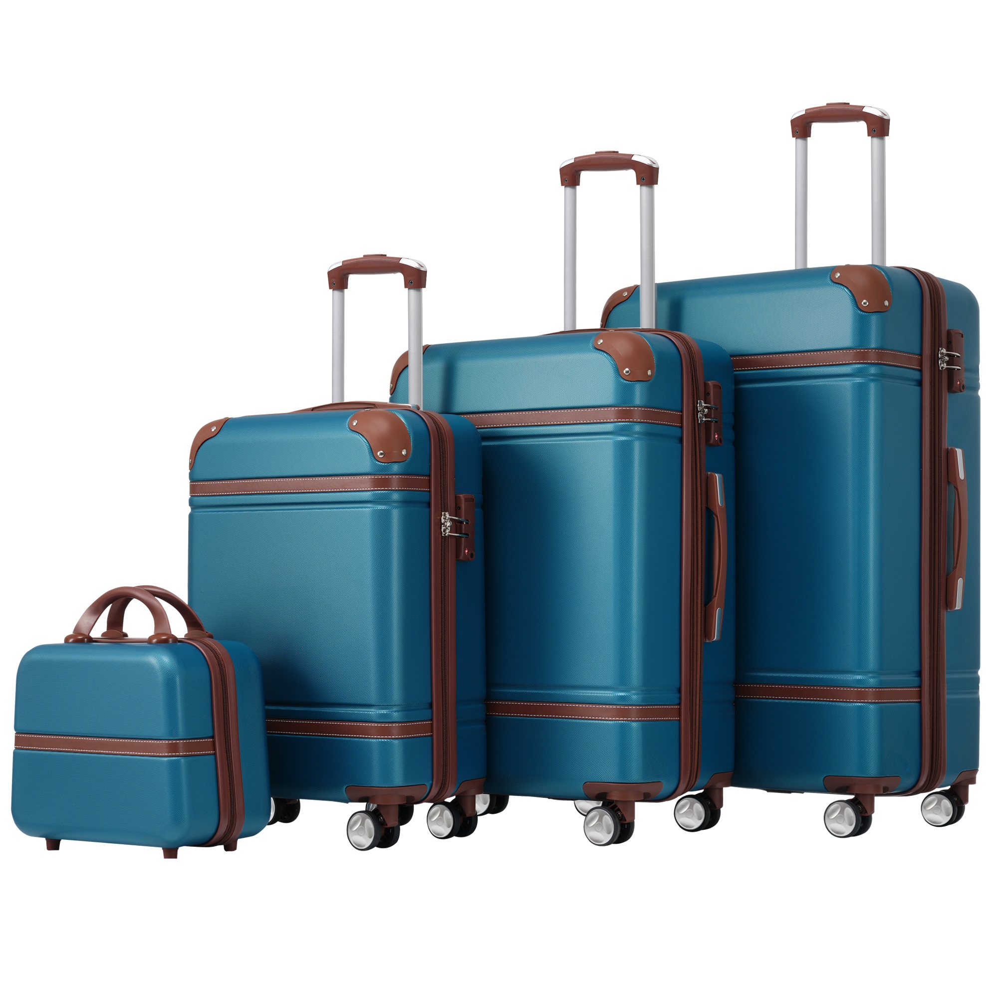 Bybafun - 4 -Bag Hardshell 30.3x20.1x12.4 IN Plastic Blue+ABS Spinner Suitcase set