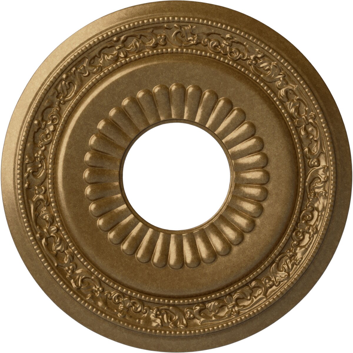 Ekena Millwork CM20LNPAS Lauren 20.625-in W x 20.625-in L Painted Pale Gold Polyurethane Split Ceiling Medallion