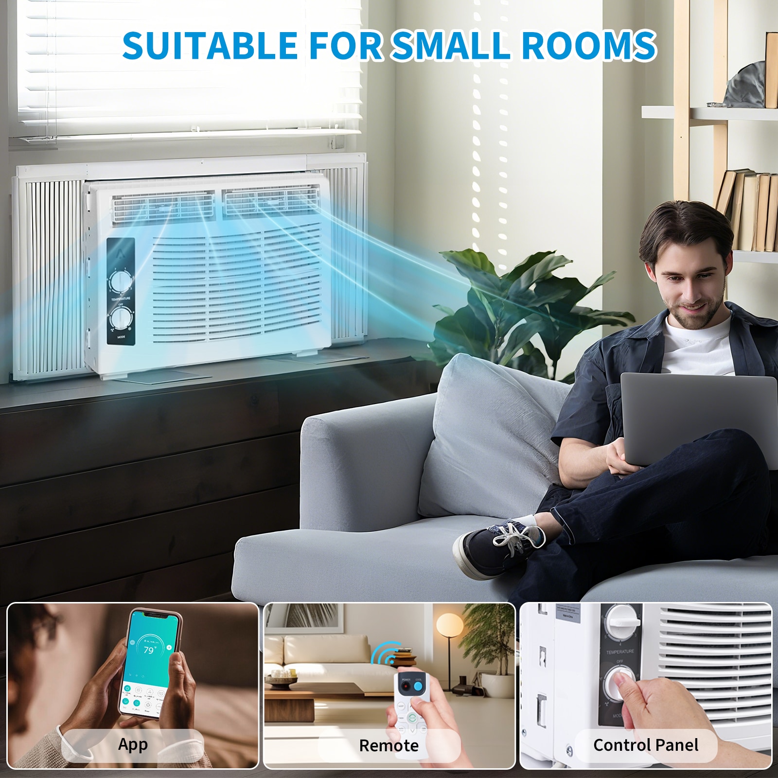 IdealHouse Quiet Energy Efficient Window Air Conditioner 5000 BTU Fast Cooling 2 Cooling Fan Speeds 2 Way Airflow Mechanical Controls Easy Installation For Rooms Up To 150 Sq Ft