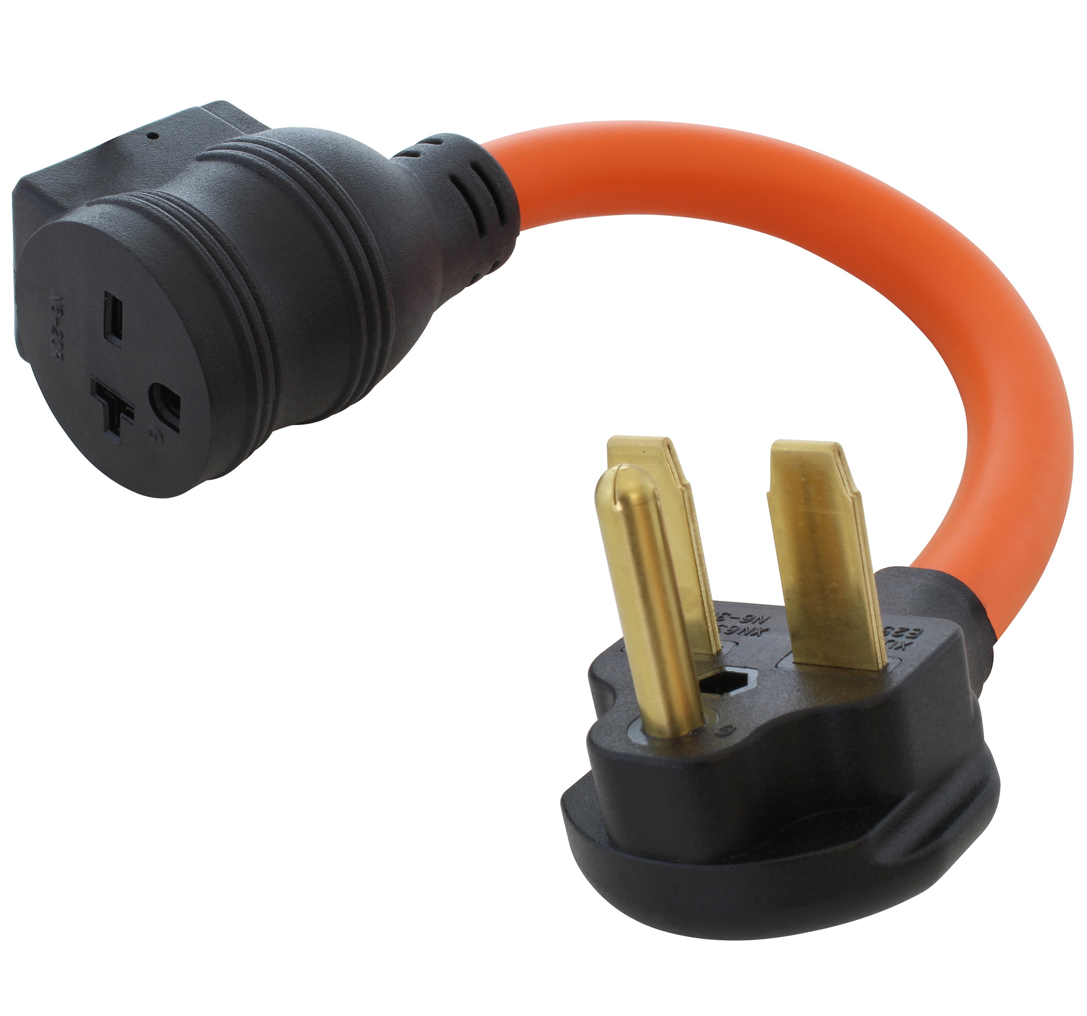 AC WORKS S630CB620 1ft NEMA 6-30P to Circuit Breaker NEMA 6-20R 20 -Amp 3-wire grounding Single to single Orange Basic Flexible Adapter