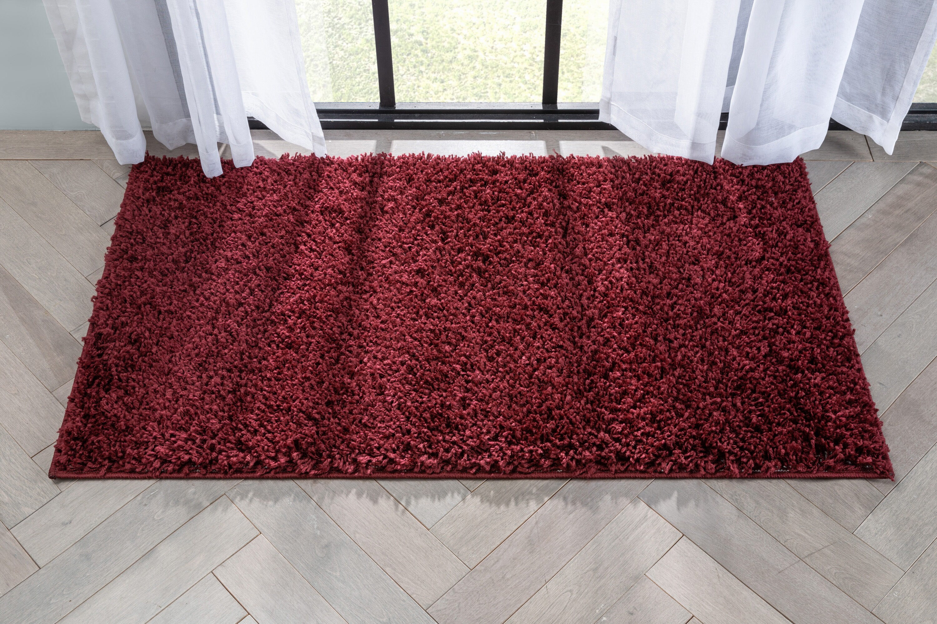 Well Woven ELL-10-3 2 x 4 (ft) Loomed Polypropylene Red Rectangular Indoor Solid Mid-Century Modern Area rug