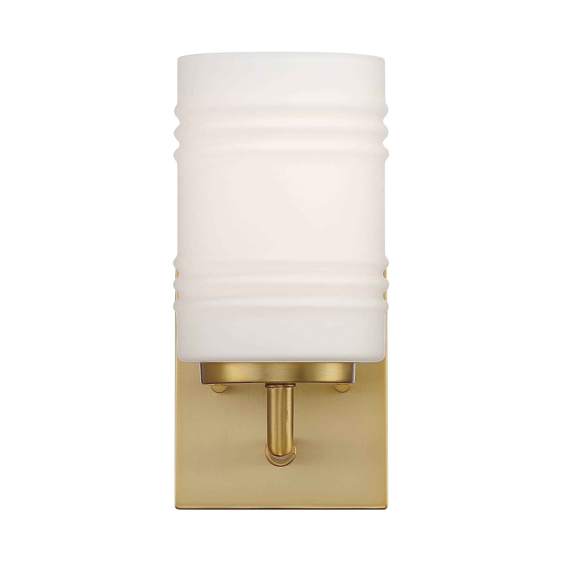 Leavenworth Brushed Gold Dimmable Wall Sconce with Opal Glass Shade