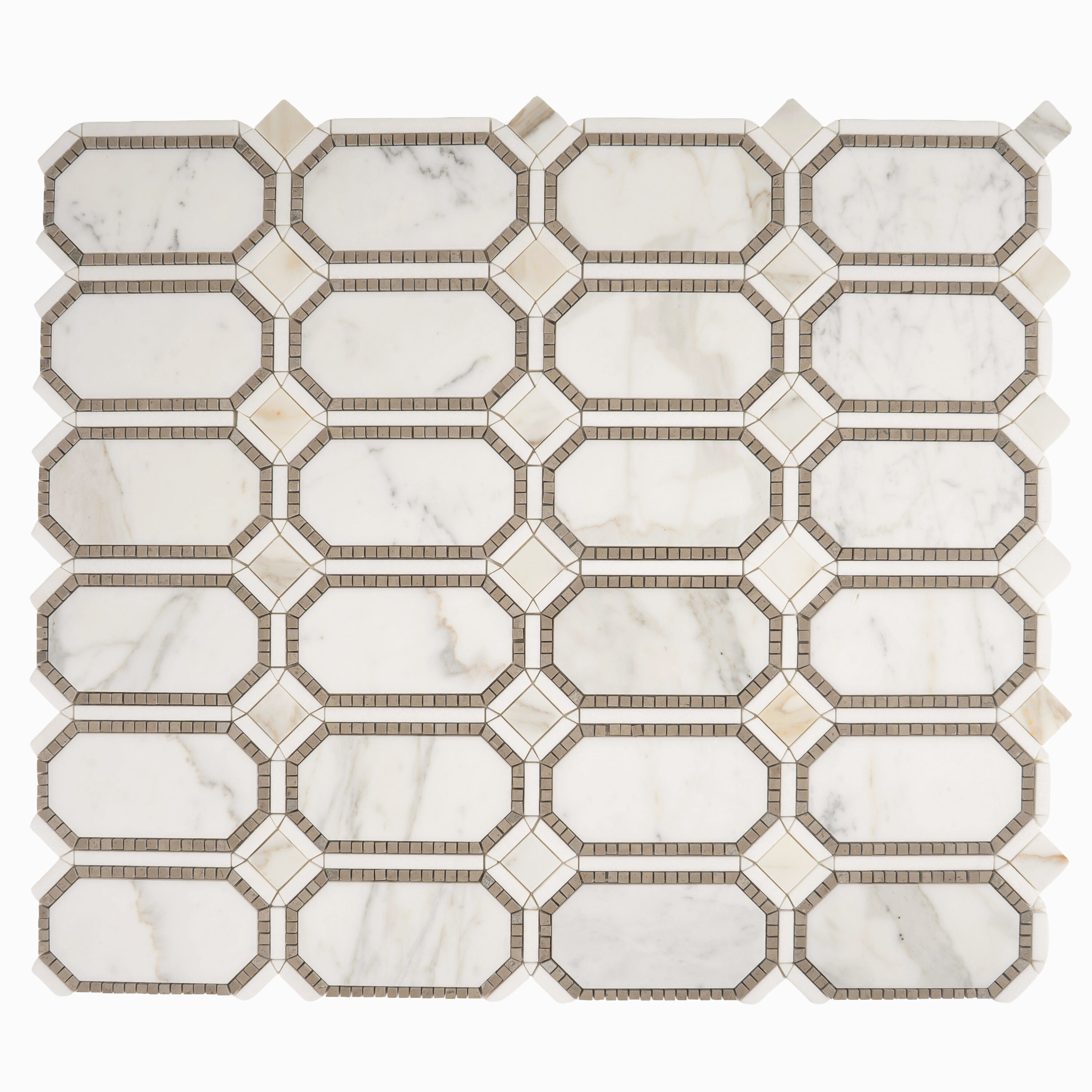 Apollo Tile Serena White Gray 12-in x 14-in Polished Natural stone Marble Octagon Mosaic Floor and Wall Tile ( 5.65-sq ft Carton )