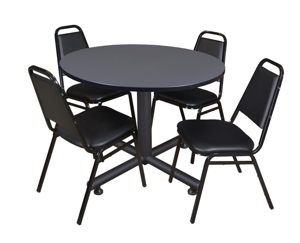 Regency TKB48RNDGY29BK Breakroom Gray 4-Person Training Table (48-in W x 29-in H)